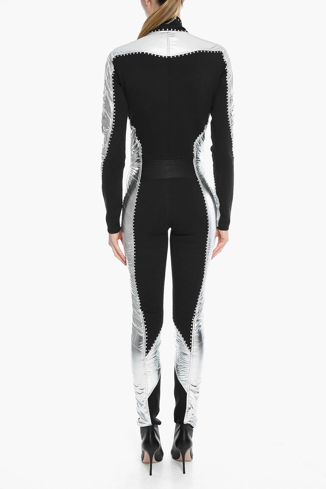 Philipp Plein og1mm0824 Skii Jumpsuit With Crystals in Black & Silver Size 30" / US 8 / IT 44 - 2 Thumbnail