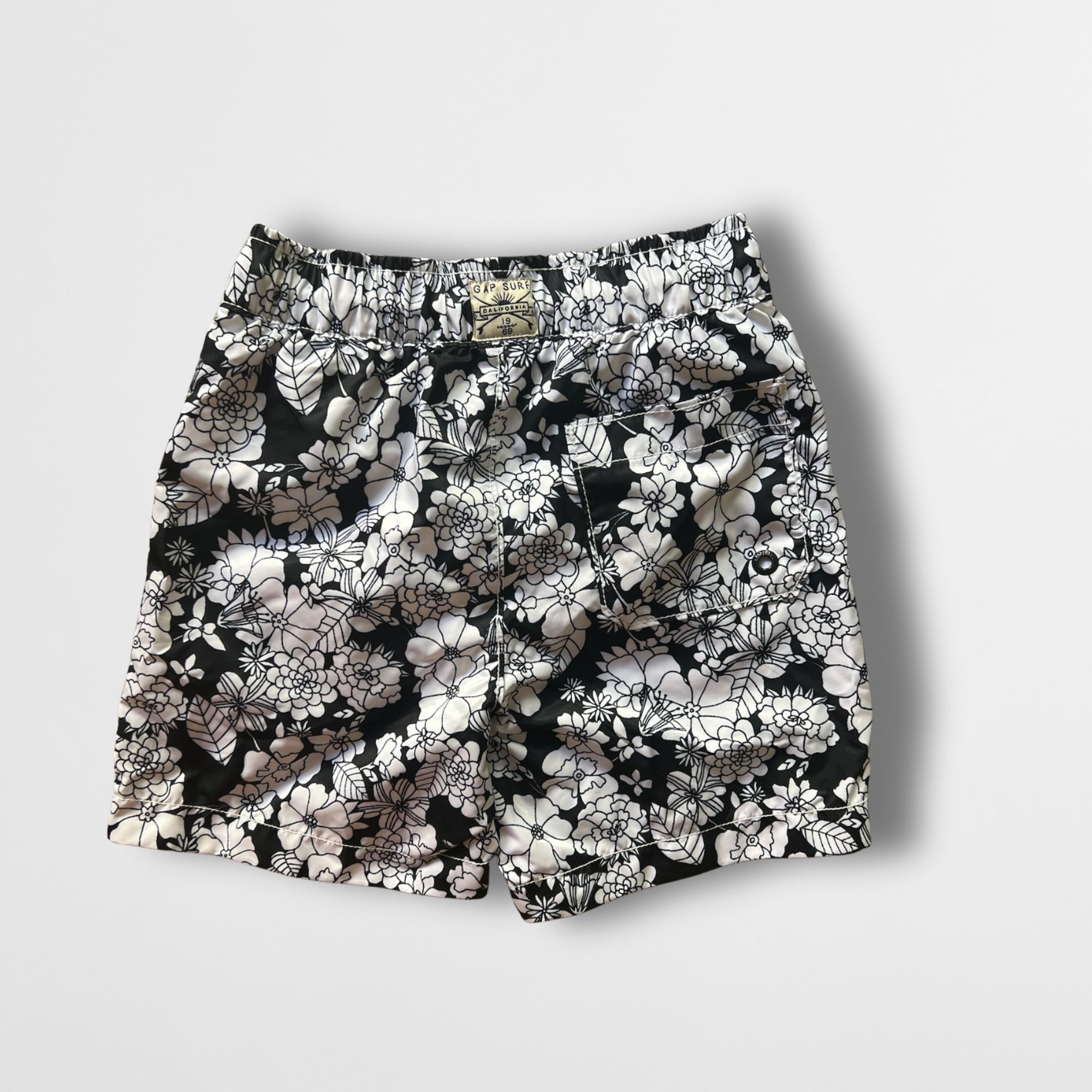 Gap Gap Kids Floral Swim Shorts Black & White S 6-7 Elastic Wais Size US 26 / EU 42 - 3 Thumbnail