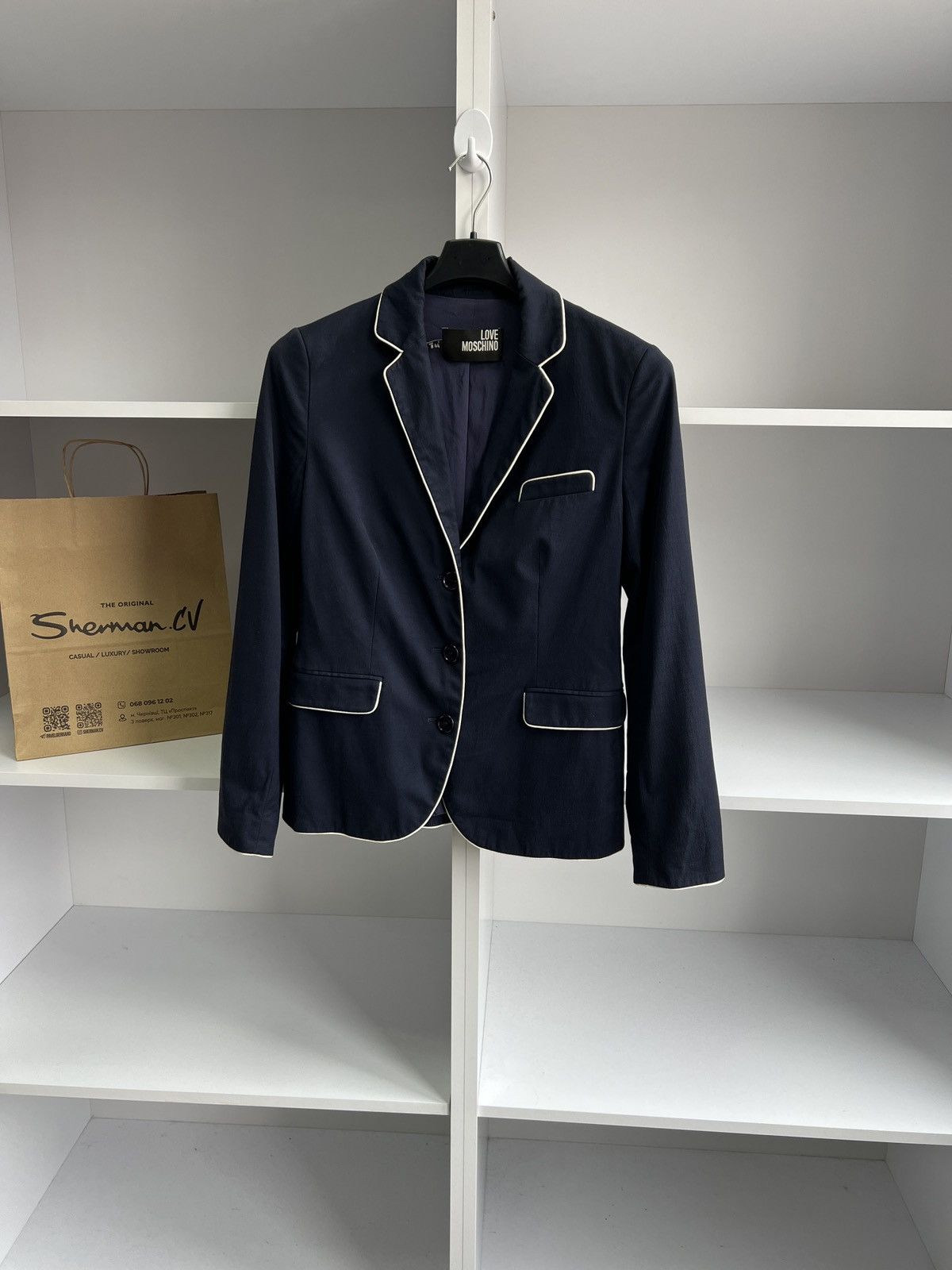 Designer × Moschino × Vintage Vintage Love Moschino Navy Women’s Blazer Size M / US 6-8 / IT 42-44 - 2 Thumbnail