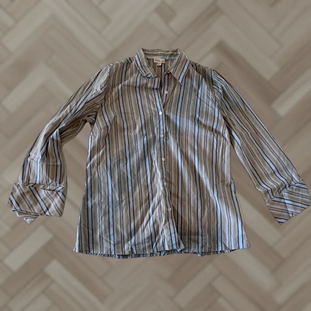 Vintage Mimi Maternity Long Sleeve Button Front Striped Top Women’s M Blue Shirt Blouse Size M / US 6-8 / IT 42-44 - 1 Thumbnail