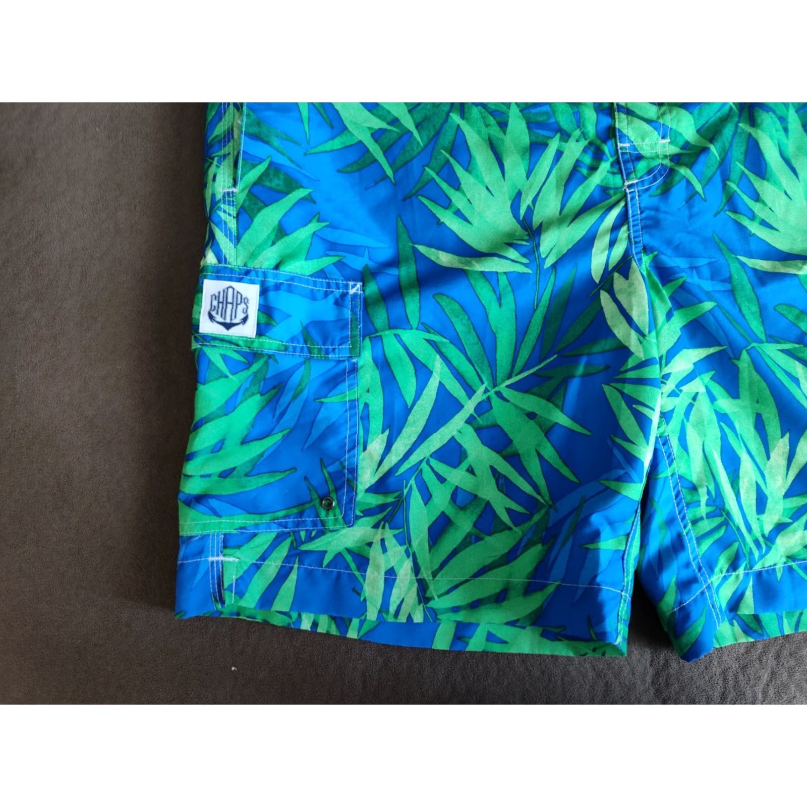 Chaps Chaps Mens Swim Trunks XXL Floral Print Board Shorts Lined NWT New Blue Beach Tropical Size US 39 - 2 Thumbnail