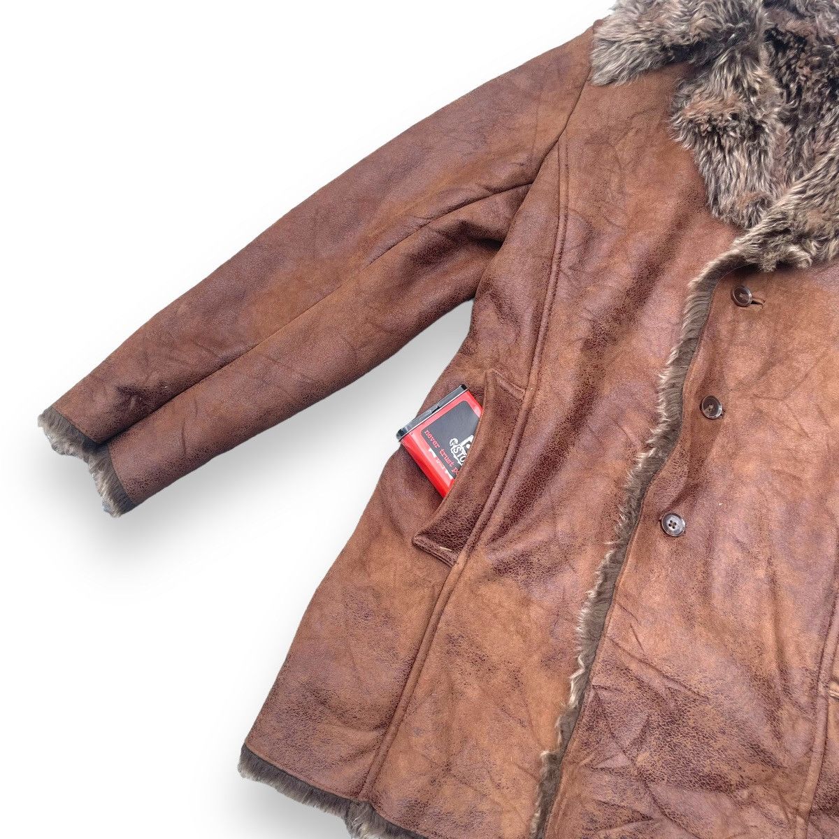 Le Grande Bleu (L.G.B.) 🇯🇵 MALE & CO SUEDE LEATHER LINED FUR SHERPA HEAVY COAT Size US M / EU 48-50 / 2 - 9 Thumbnail