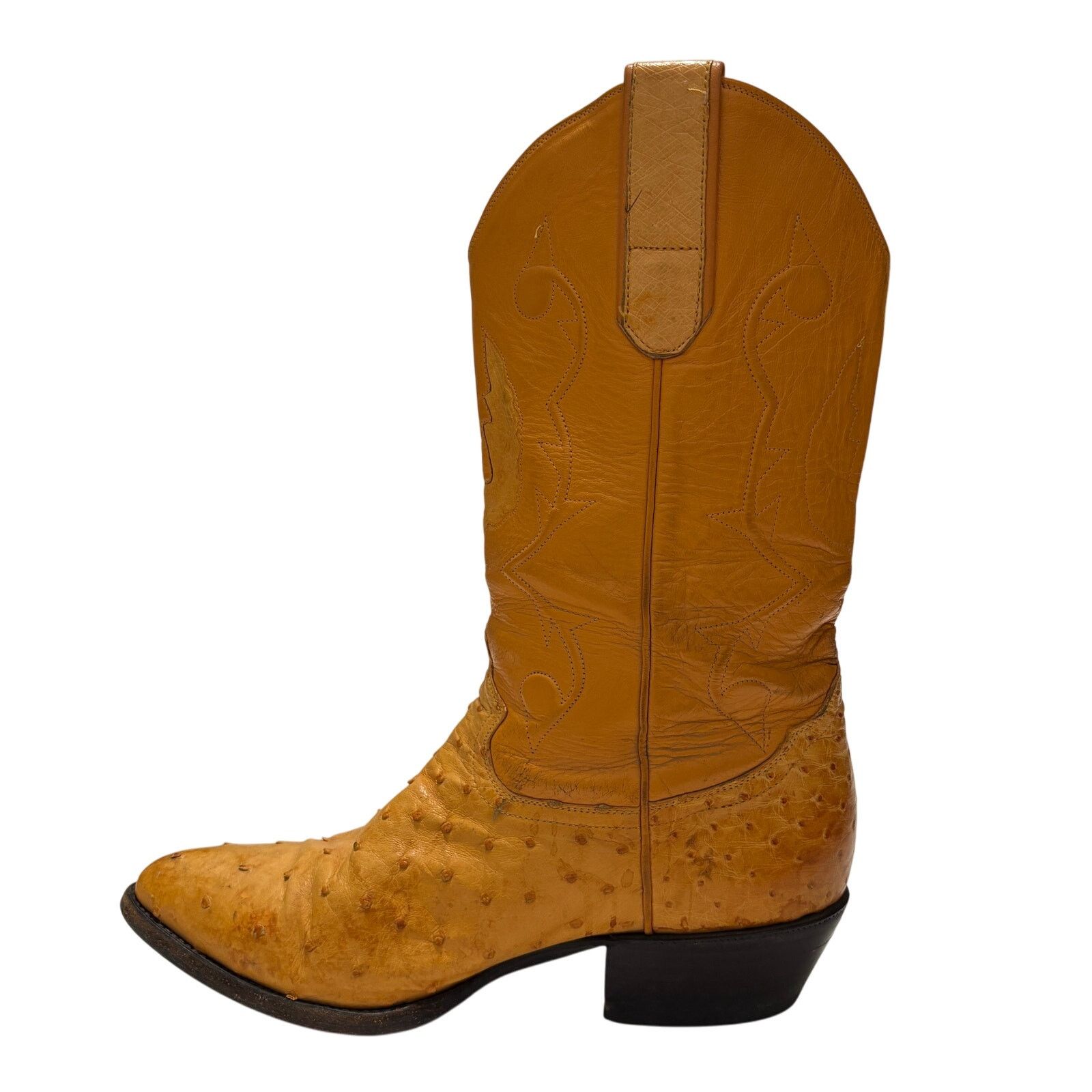 Leather Max Leather Yellow Genuine Ostrich Cowboy Boots 10 1/2 EE Size US 10.5 / EU 43-44 - 7 Thumbnail