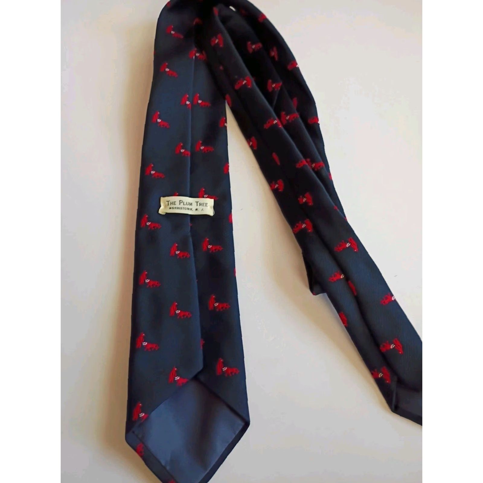 Brooks VINTAGE Warden Brook Style The Bull And Bear Wall Street Tie the plum tree Mens Tie 57-60 Blue Animal Print Morristown NJ USA Made Size ONE SIZE - 3 Thumbnail