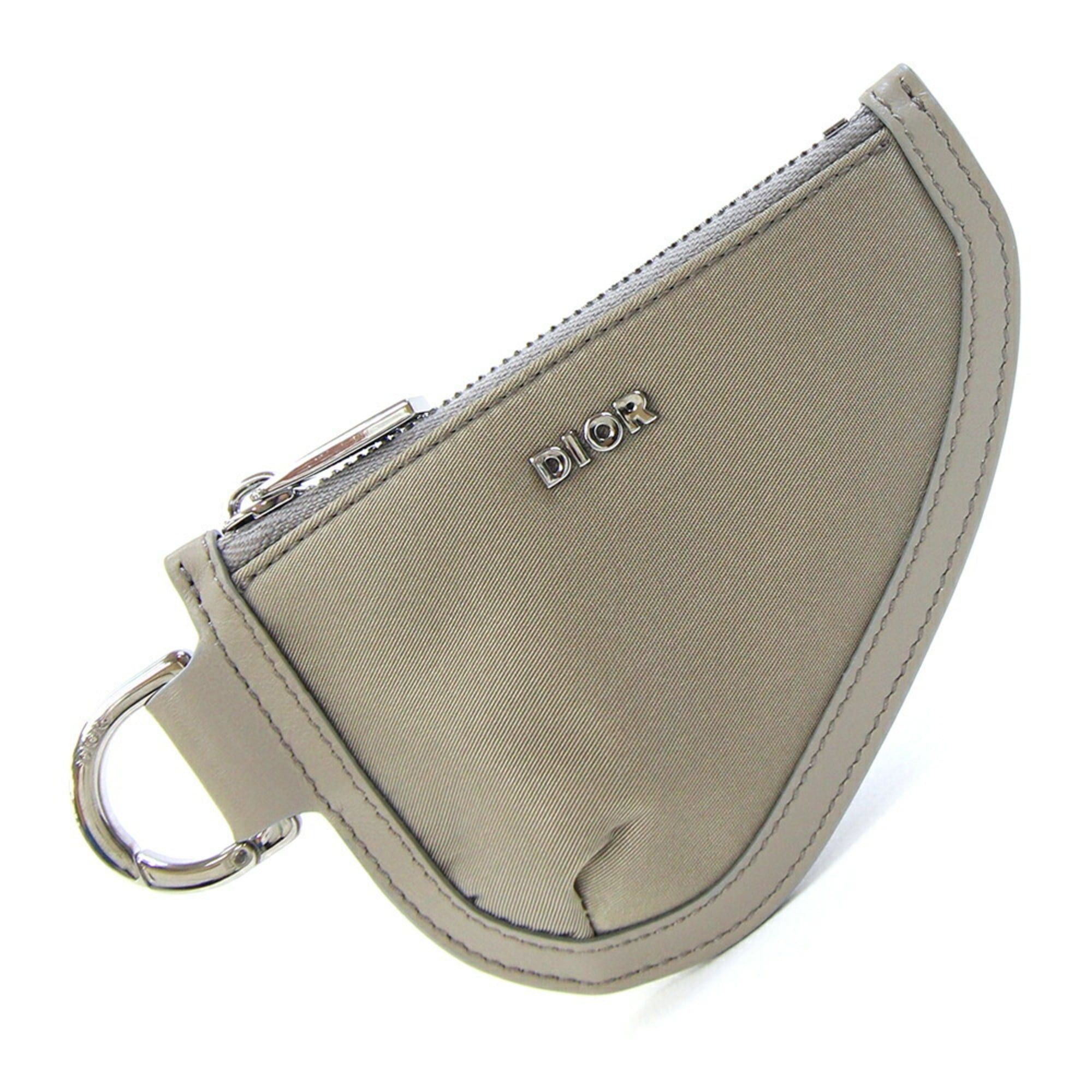 Dior Christian Dior Dior Wallet/Coin Case, Saddle Pattern, Grayish Khaki Nylon Leather, Coin Purse, Handbag, Pouch, Compact Wallet, Women's DIOR Size ONE SIZE - 1 Thumbnail