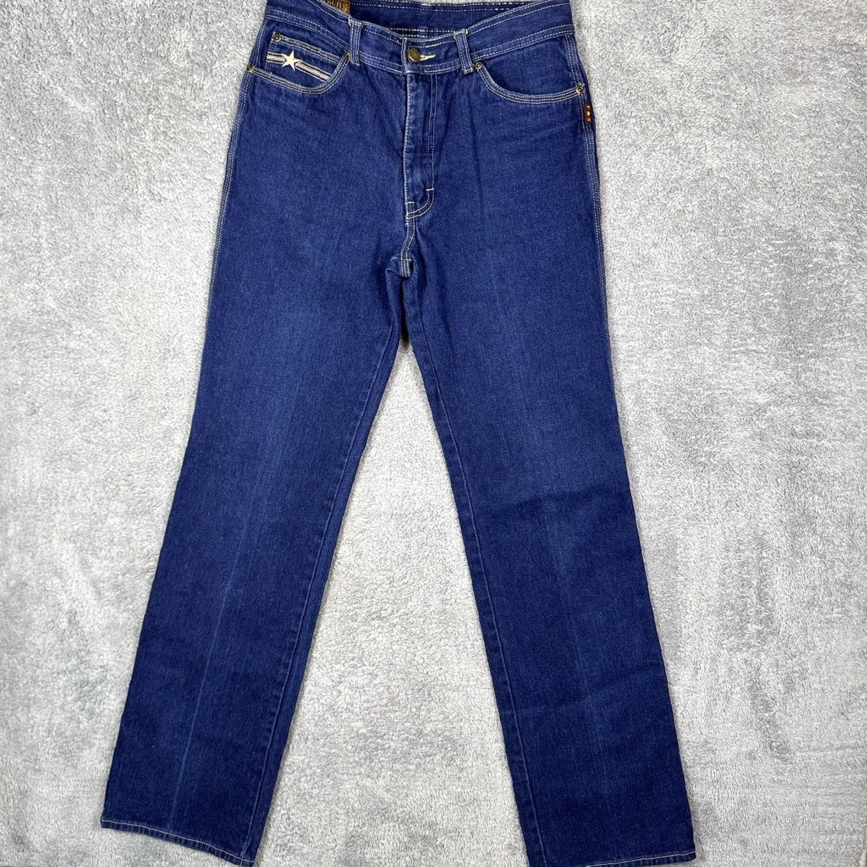 Vintage VINTAGE French Star Jeans Unisex 30x34 Bootcut Bellbottom Flare 70s 80s Darkwash Blue Denim Jeans Mens Womens Size US 30 / EU 46 - 5 Thumbnail