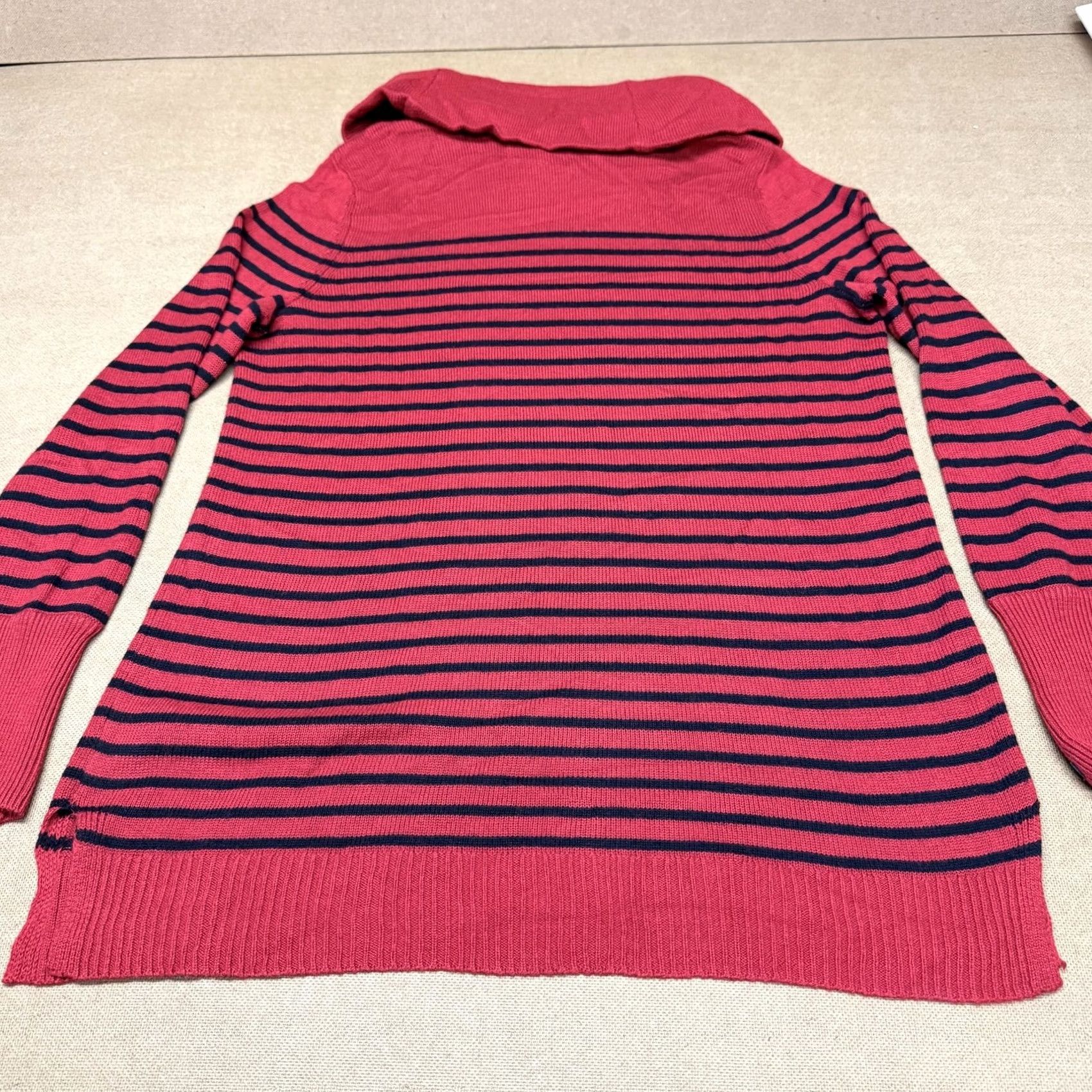 Ralph Lauren Lauren Ralph Lauren Sweater Womens Large Red Stripe Cowl Neck Button Cuff Knit Size L / US 10 / IT 46 - 7 Thumbnail