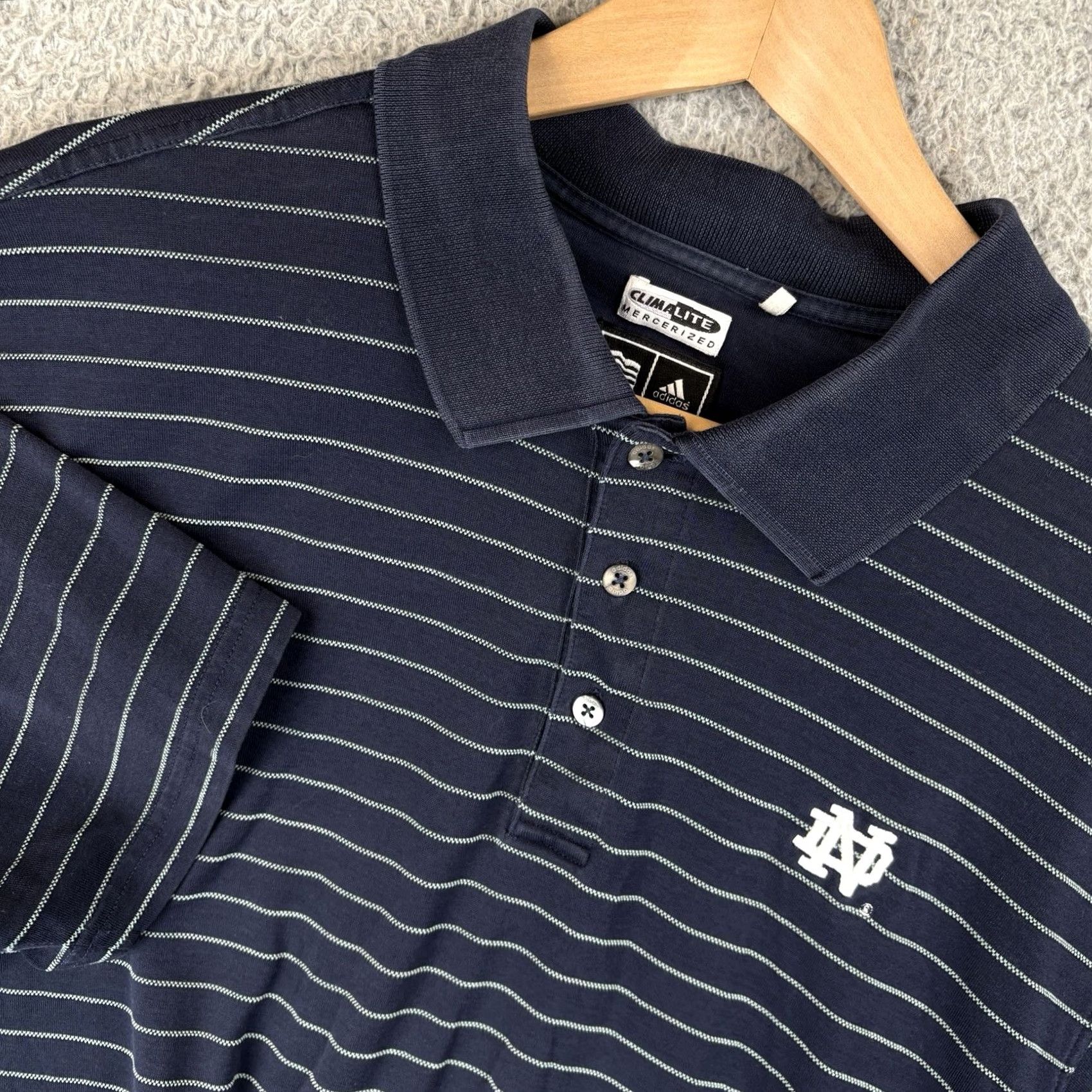 Adidas adidas Polo Shirt Mens XL Striped Navy Blue Golf Short Sleeve Casual Polo Shirt Size US XL / EU 56 / 4 - 2 Thumbnail