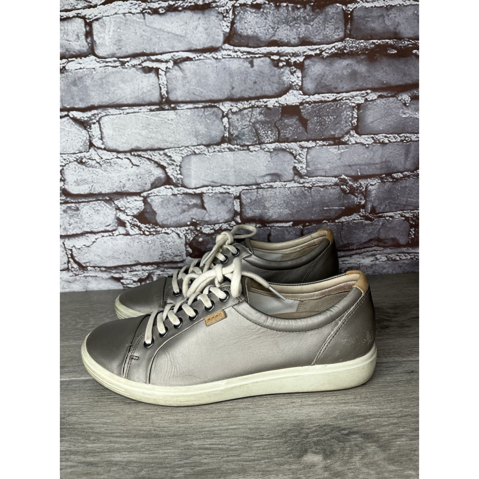 Ecco ECCO Soft 7 Stone Metallic Silver Leather Casual Sneakers Wo Size US 9 / IT 39 - 7 Thumbnail