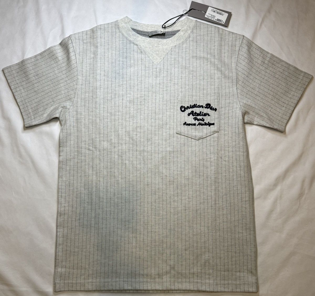 Oversized Christian Dior Atelier Pinstripe Pocket T-Shirt