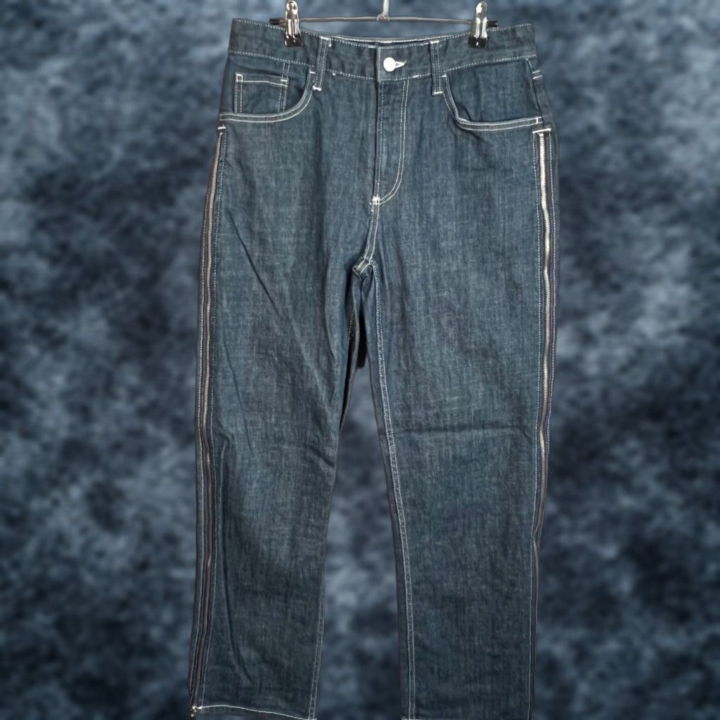 Zara VINTAGE Zara Mens 31 Denim Straight-Leg Jeans with Zippers Dark Wash Cotton Blend Adult Mens Size US 31 - 1 Thumbnail