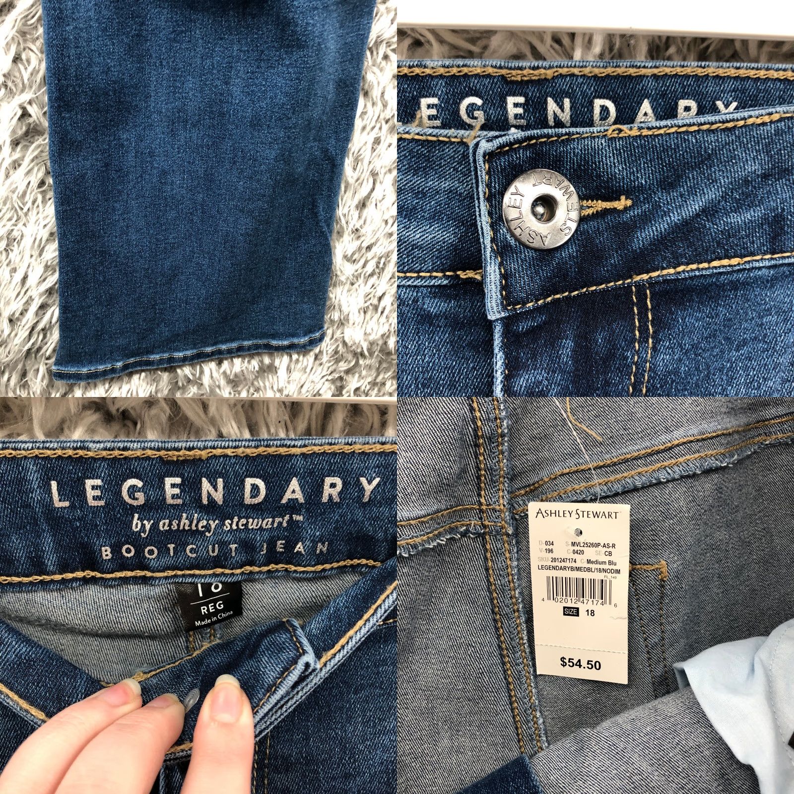 Vintage Ashley Stewart Jeans Plus Size 18 Womens Mid Rise Dark Wash Blue Denim Bootcut Size 40" / US 18 - 9 Thumbnail