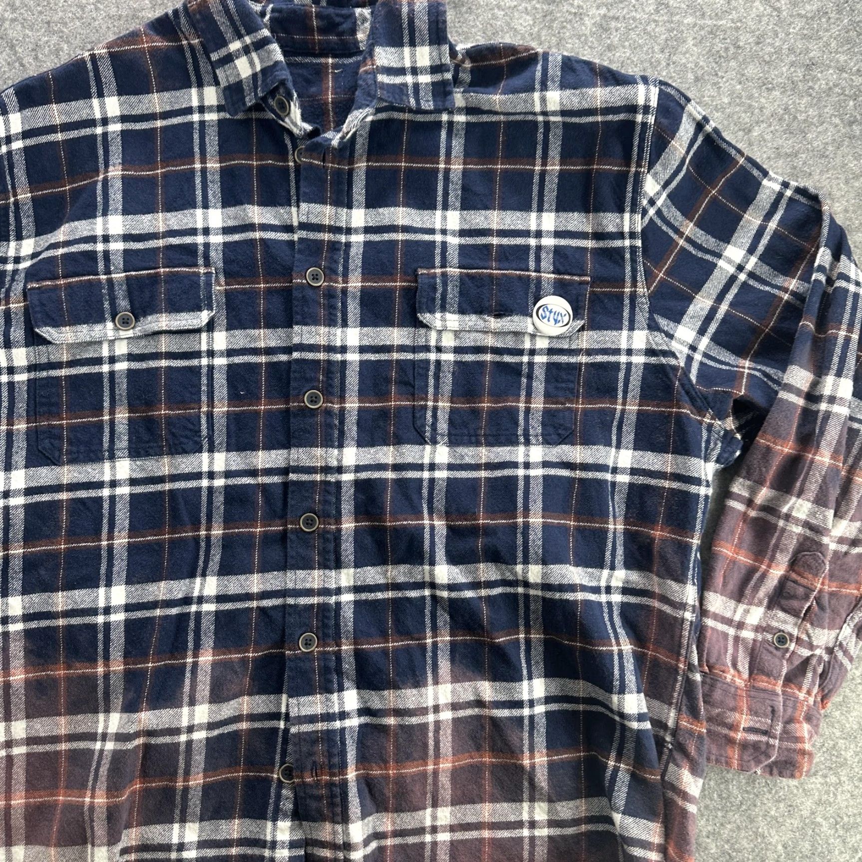 VINTAGE Styx Band Shirt Men's Large Flannel Plaid Distressed 70s Rock Tour Retro Music