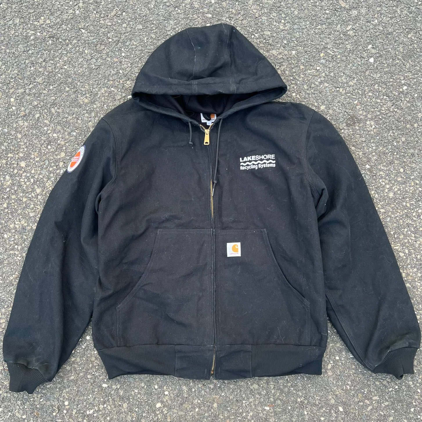 image of Carhartt Black Hooded Work Wear Jacket, Men's (Size Large)