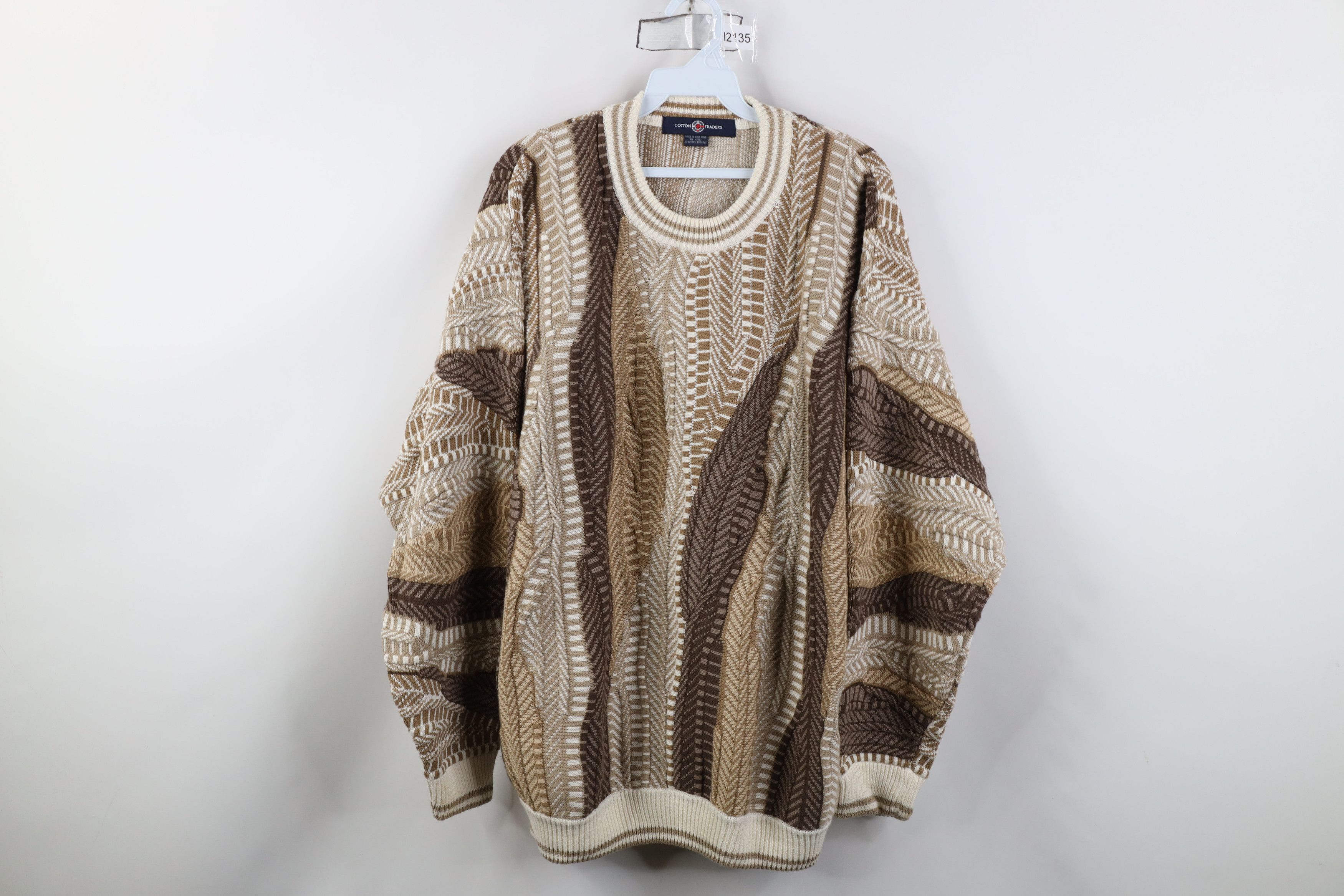 Vintage Vintage 90s Coogi Style Chunky Crewneck Sweater Earth Tone Size US XL / EU 56 / 4 - 1 Thumbnail
