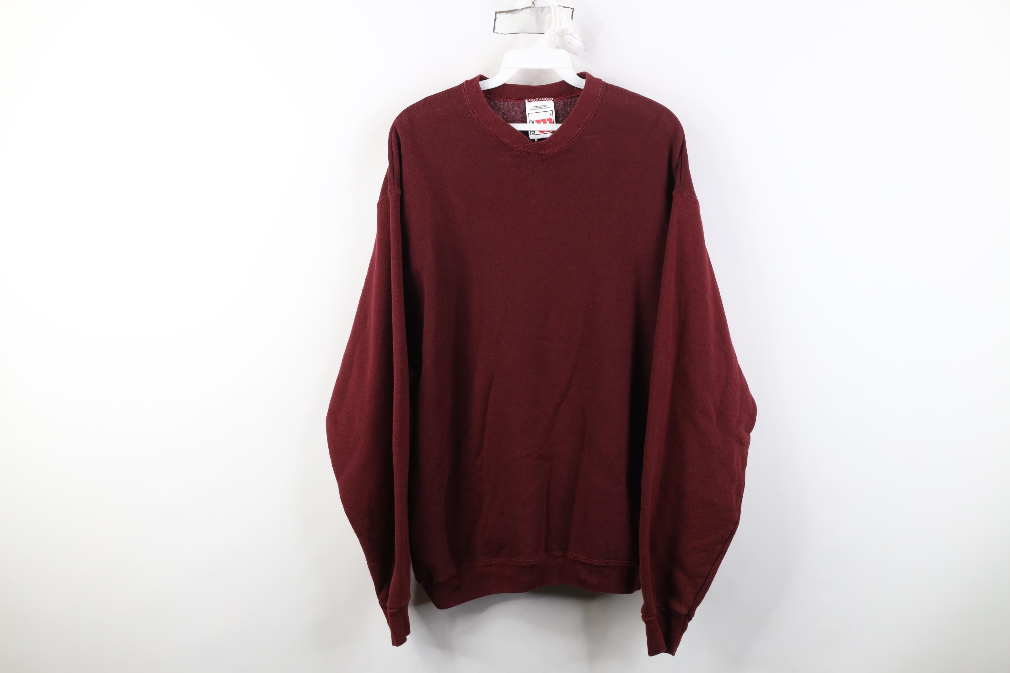 Wilson Vintage 90s Wilson Blank Crewneck Sweatshirt Burgundy Red Size L / US 10 / IT 46 - 1 Thumbnail