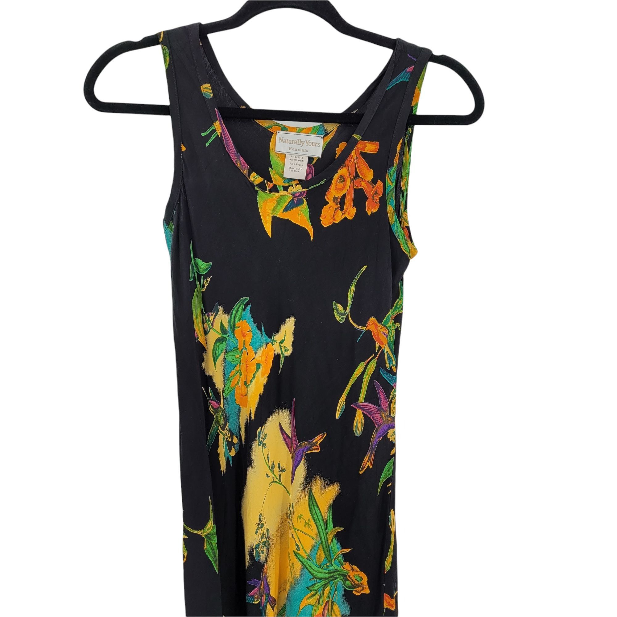 Vintage Vtg 80's 2pc Maxi Dress Sz S Black Hummingbird Neon Psychede Size S / US 4 / IT 40 - 8 Thumbnail