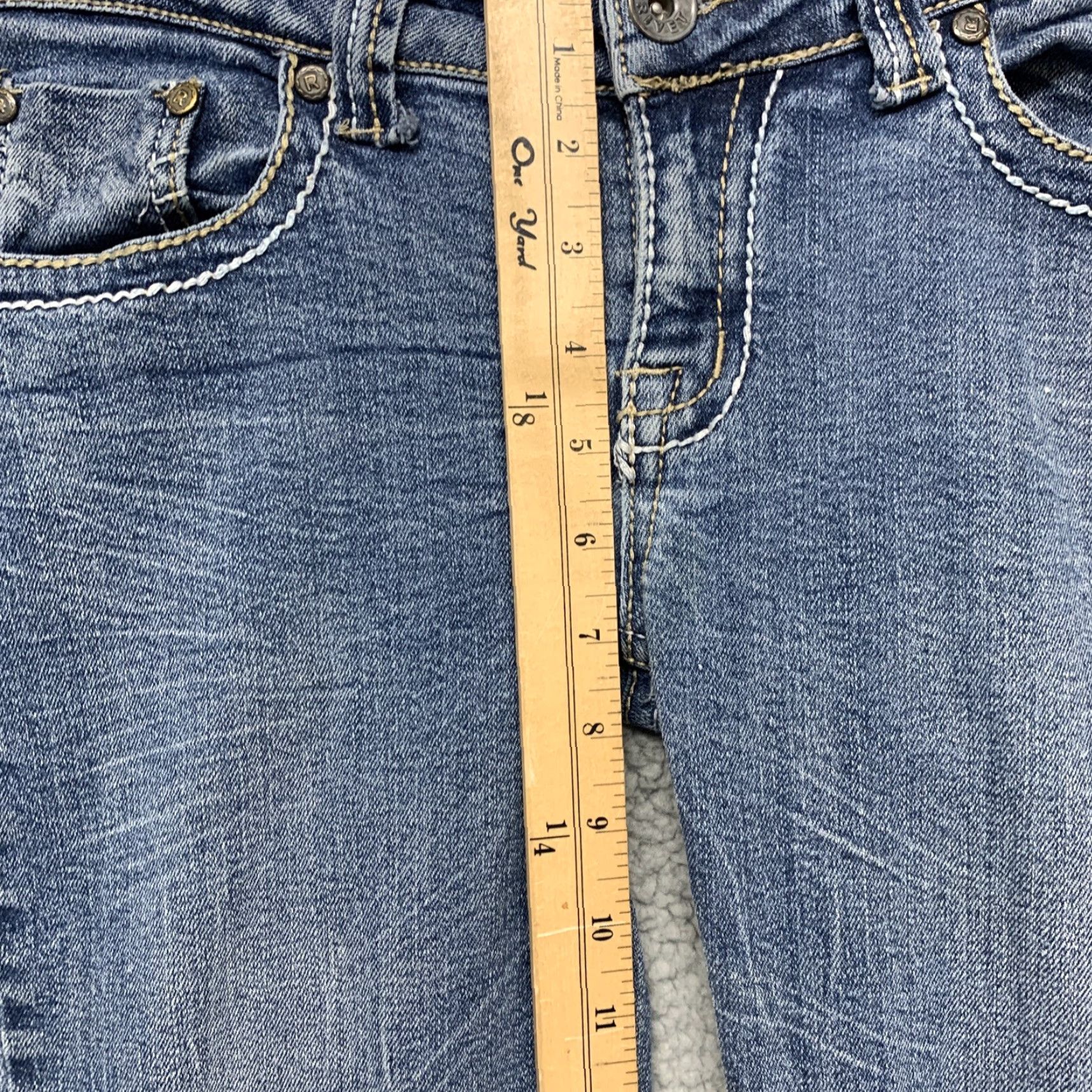 Denime Red Rivet Jeans Women’s 7 Blue Low Rise Skinny Denim Pockets Embroidered Flap 5-Pocket Size 28" / US 6 / IT 42 - 5 Thumbnail
