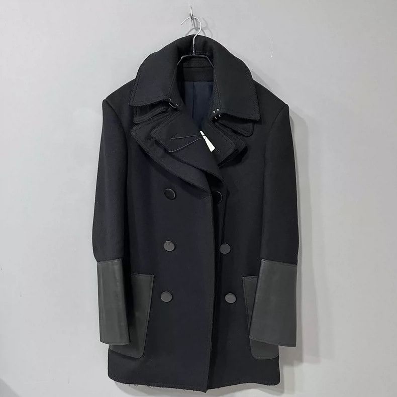 Alexander McQueen Black Double-Collar Wool Coat by Alexander McQueen- DMC Size US L / EU 52-54 / 3 - 1 Thumbnail