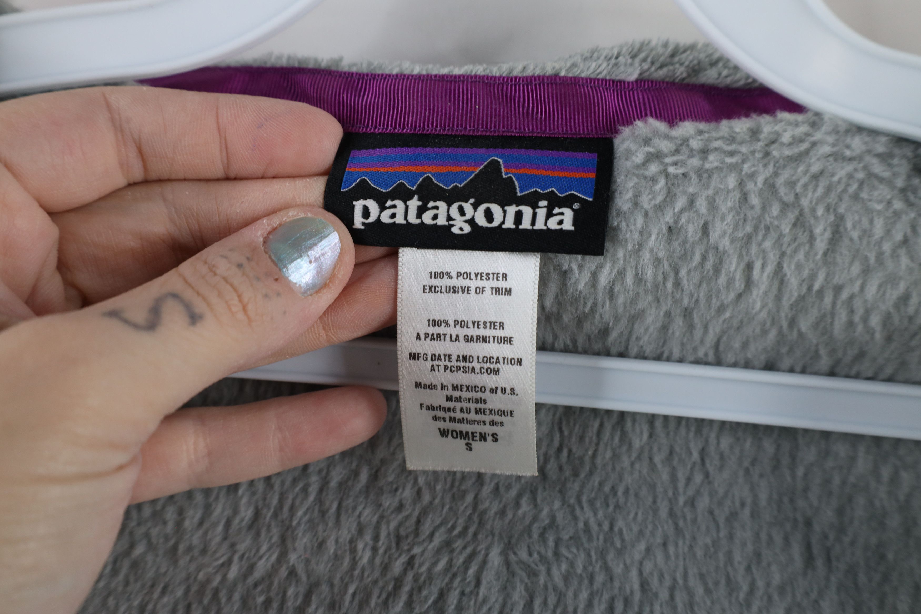 Patagonia × Vintage Patagonia Box Logo Re Tool Fleece Vest Jacket Gray Purple Size S / US 4 / IT 40 - 9 Thumbnail