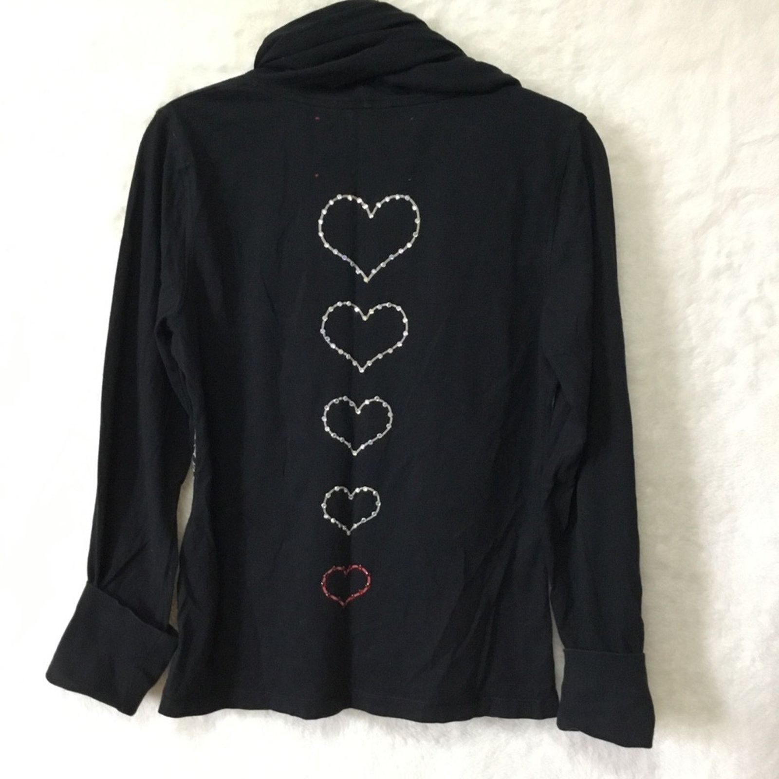 Other Black with Multi-Heart Hoodie Top Size S / US 4 / IT 40 - 8 Thumbnail