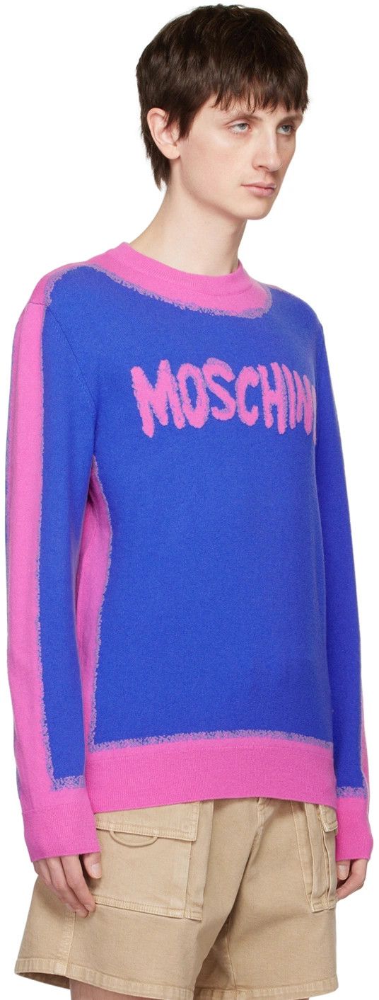 Moschino o1y0225 Logo Sweater in Blue/Pink Size US S / EU 44-46 / 1 - 2 Thumbnail