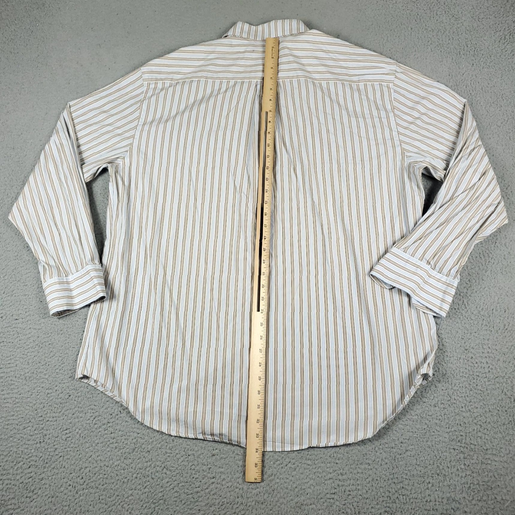 Peter Millar Peter Millar Shirt Mens XL Blue Beige Striped Button-Up Long Sleeve Casual Button-Down Collared Classic Preppy American Colorful Workwear Size US XL / EU 56 / 4 - 3 Thumbnail