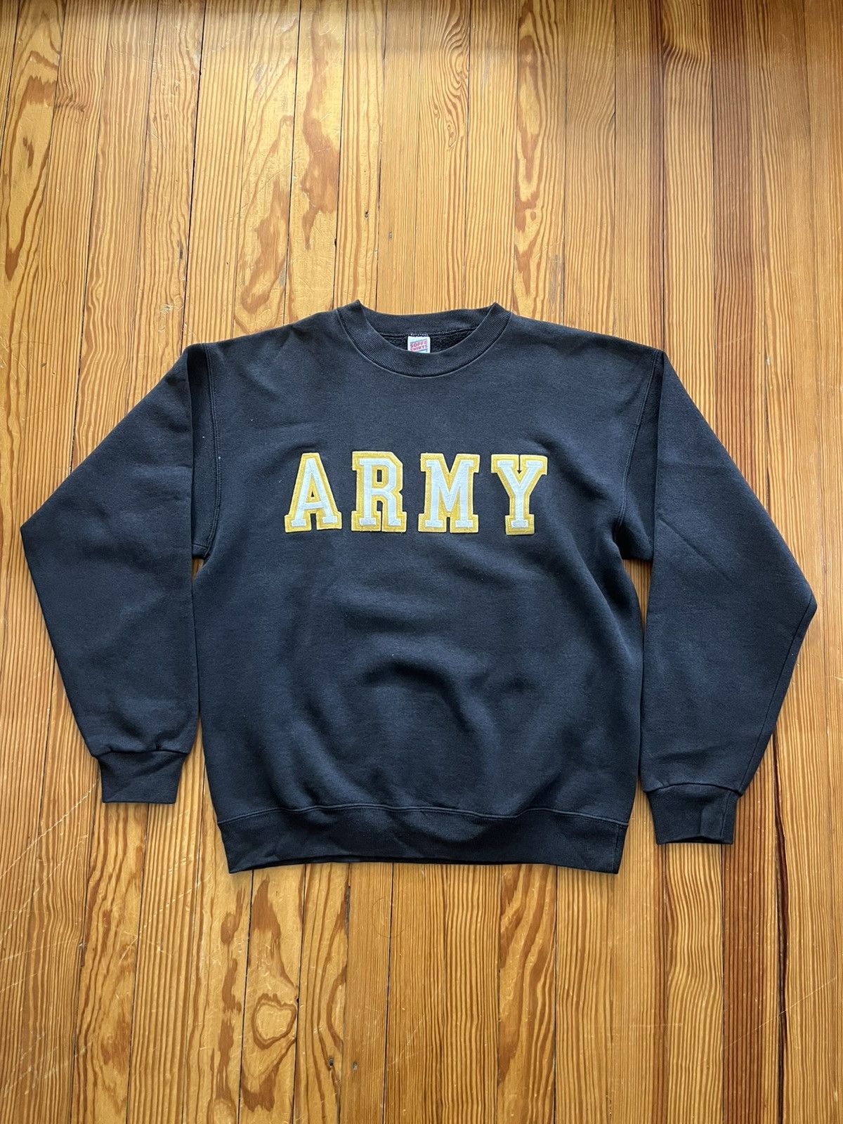 Vintage Vintage 80s Army Sweatshirt Faded Thrashed Black / Yellow Size US L / EU 52-54 / 3 - 1 Thumbnail