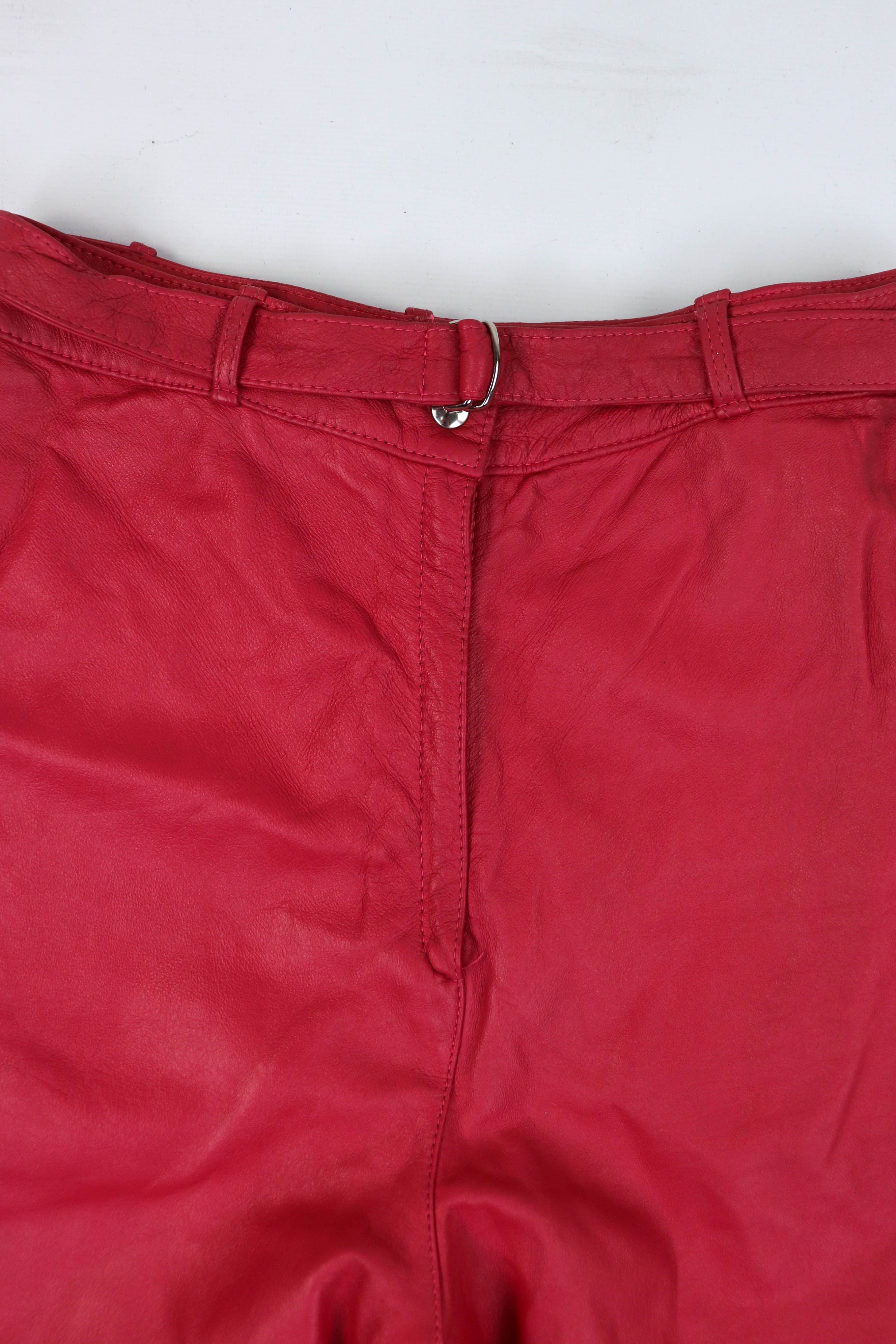 Vintage 80-90s Vintage Pink Soft Leather 2in1 Transform Pants Size 28" / US 6 / IT 42 - 6 Thumbnail