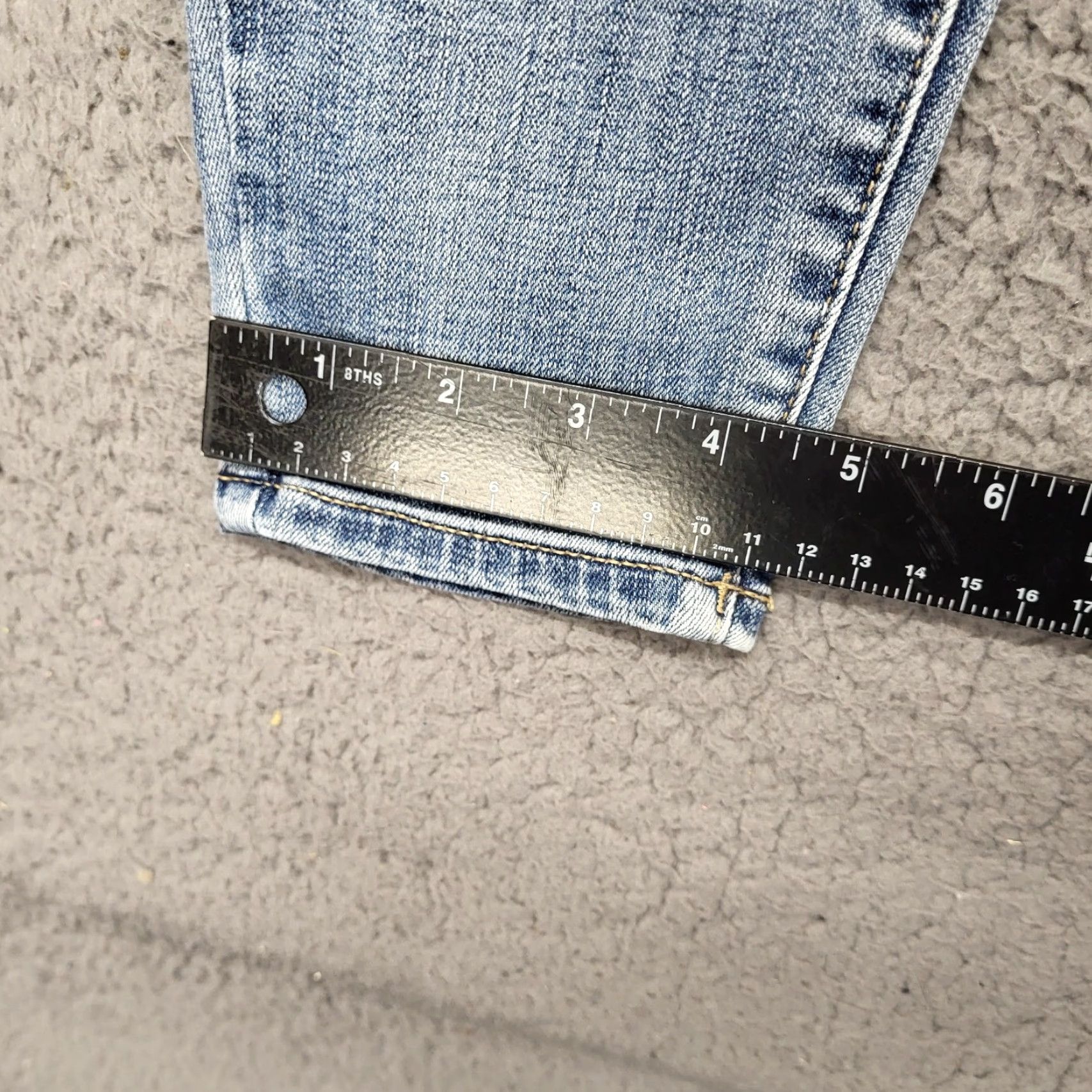 Vintage Maurices Womens Small XShort Skinny Denim Jeans Bold Stitching Whiskered 5-Pocket Blue Denim Jeans Regular Fit Womens Size 28" / US 6 / IT 42 - 7 Thumbnail
