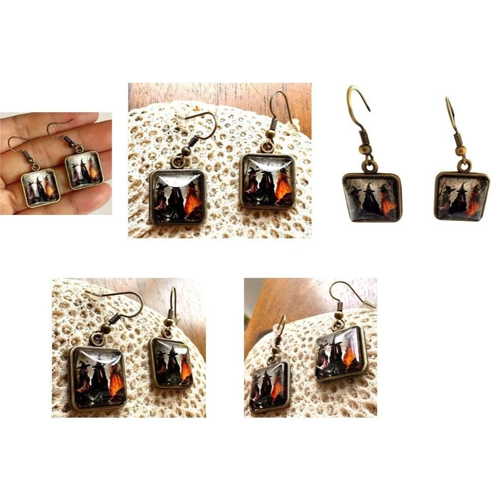 Handmade Macbeth Three Witches Earrings Halloween Supernatural Power Size ONE SIZE - 10 Thumbnail