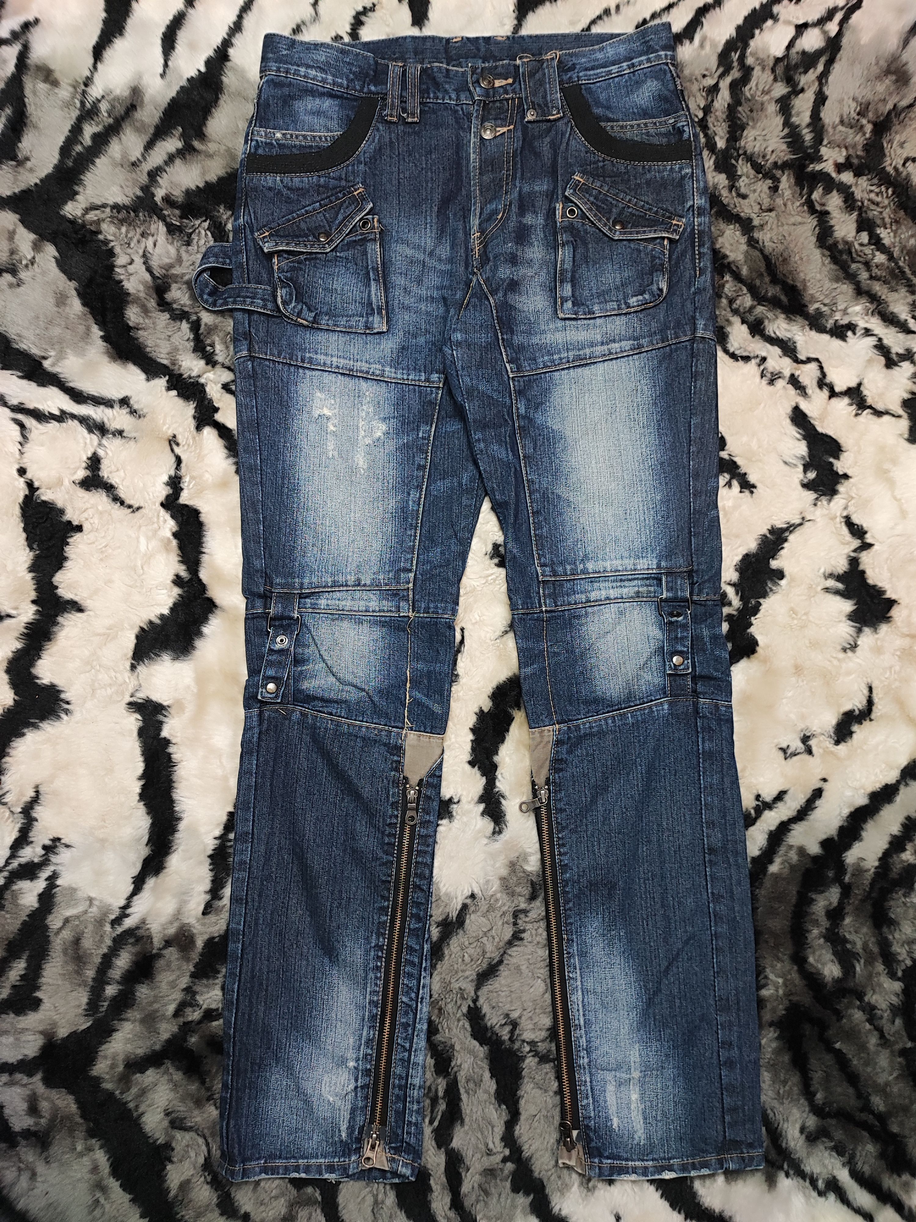 PPFM PPFM Multi-Pocket Zipper Denim Cyber Punk Style ERD Size US 32 / EU 48 - 2 Thumbnail
