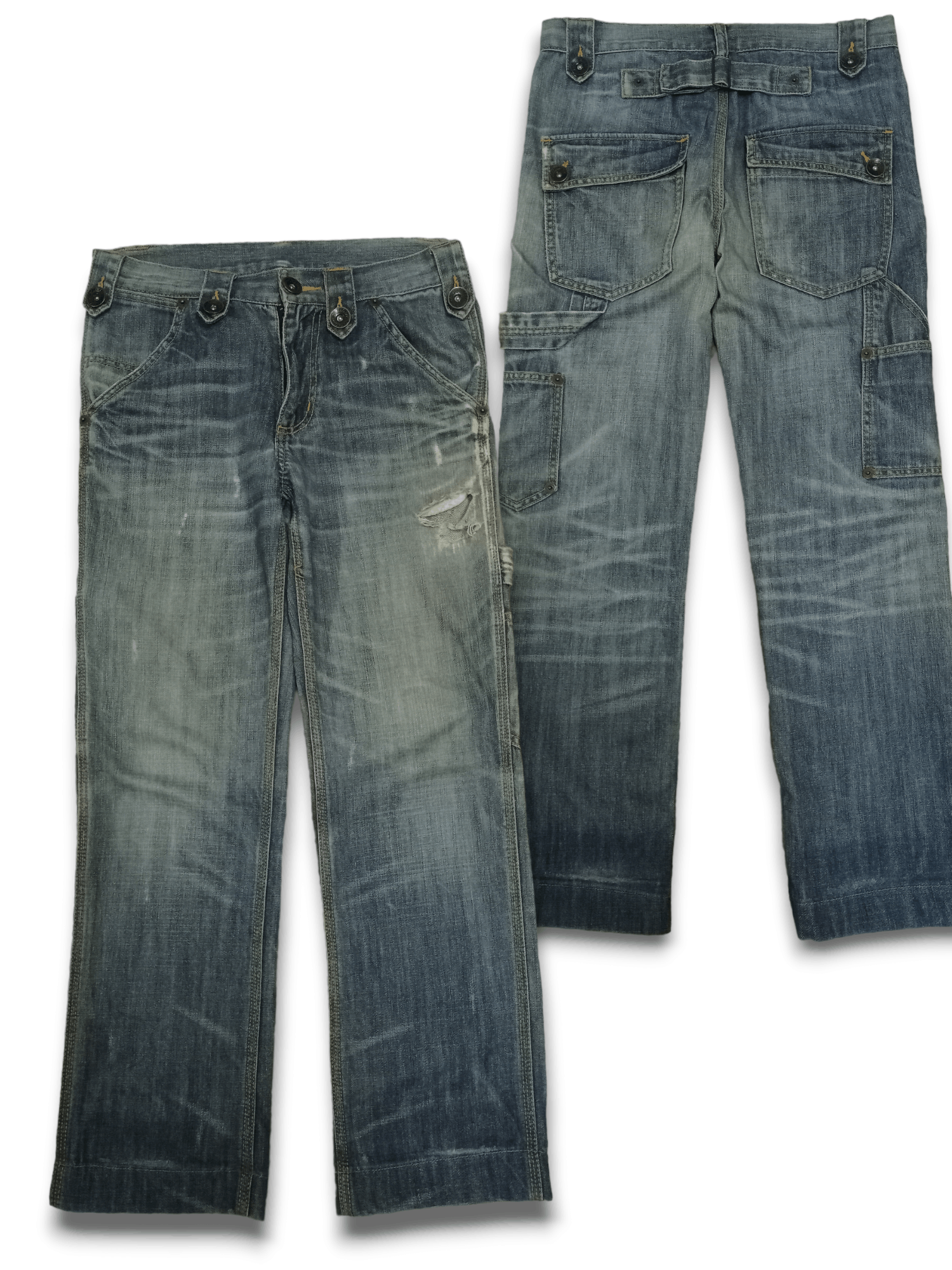 Japanese Brand Vintage Japanese Brand Buckle Back Loose Carpenter Pants Size US 30 / EU 46 - 1 Thumbnail