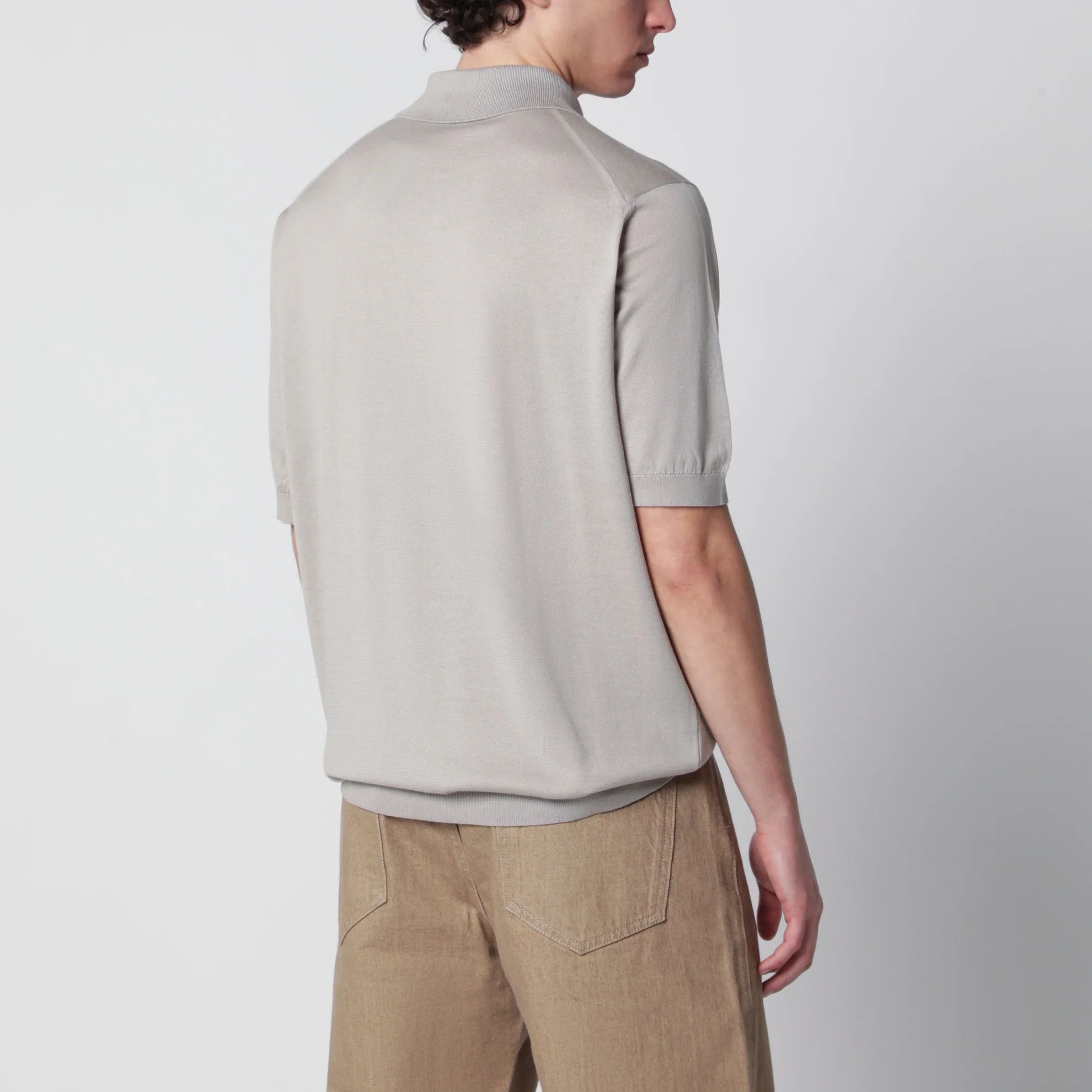 John Smedley o1d2blof0526 Cotton Polo Shirt in Light Beige Size US XL / EU 56 / 4 - 2 Thumbnail