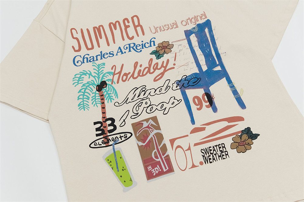 Vintage Men's loose casual high street beach chair print T-shirt Size US M / EU 48-50 / 2 - 4 Thumbnail