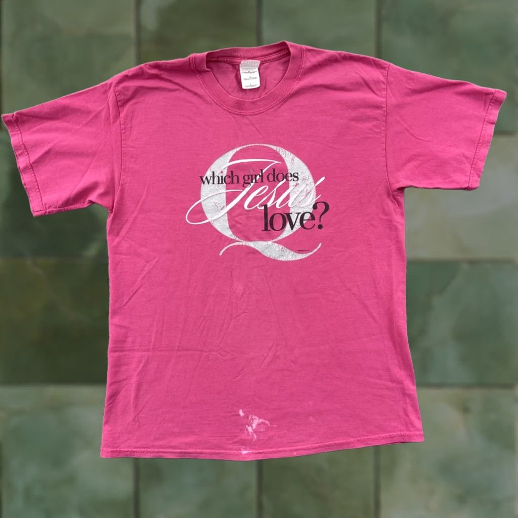 Gildan VINTAGE Jesus Religious Shirt Mens Large Pink 90s Gildan Heavy Cotton T-Shirt Short Sleeve Crew Neck Size US L / EU 52-54 / 3 - 1 Thumbnail