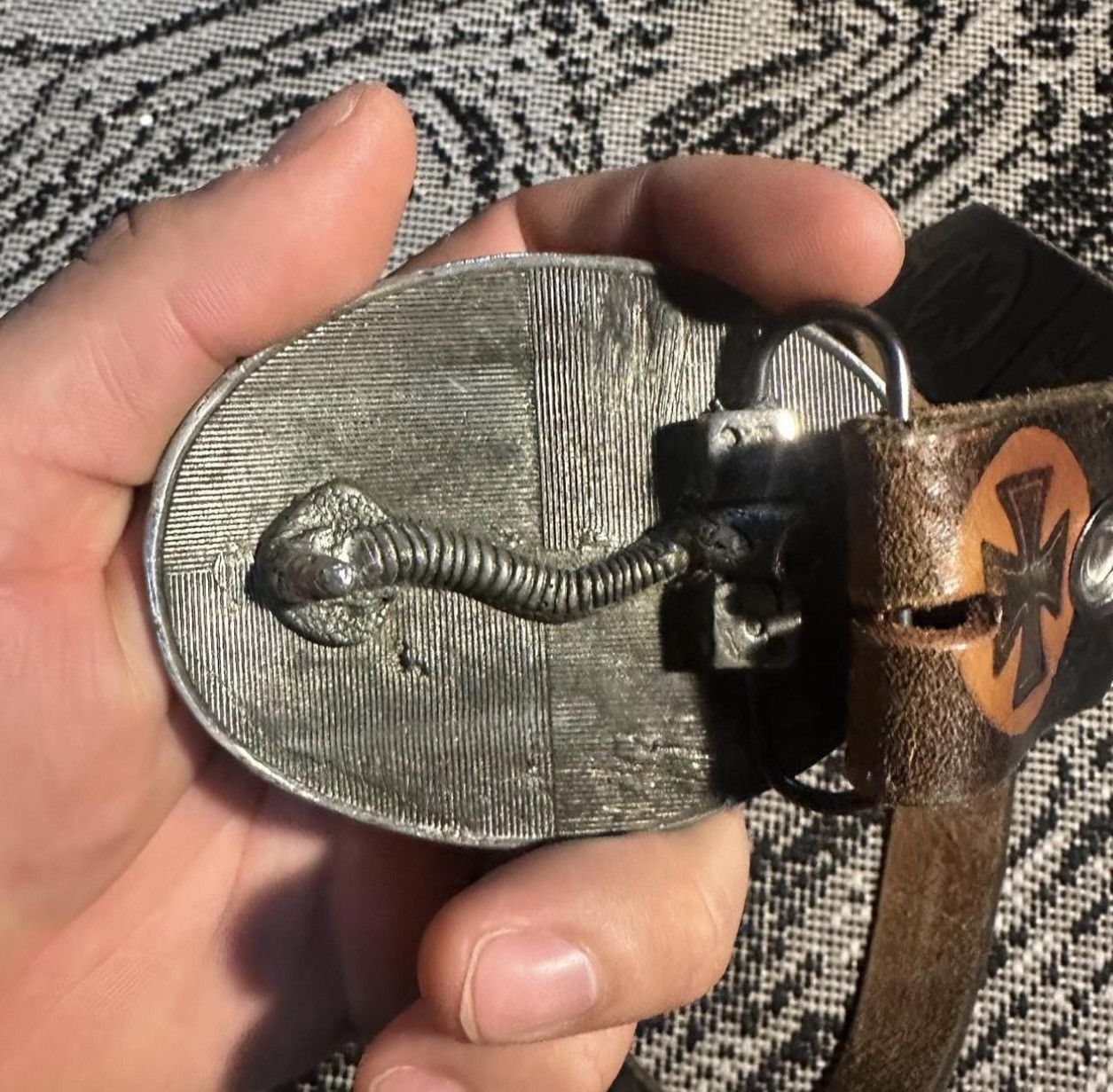 West Coast Choppers Rare west coast choppers leather belt iron cross made USA Size 38 - 2 Thumbnail