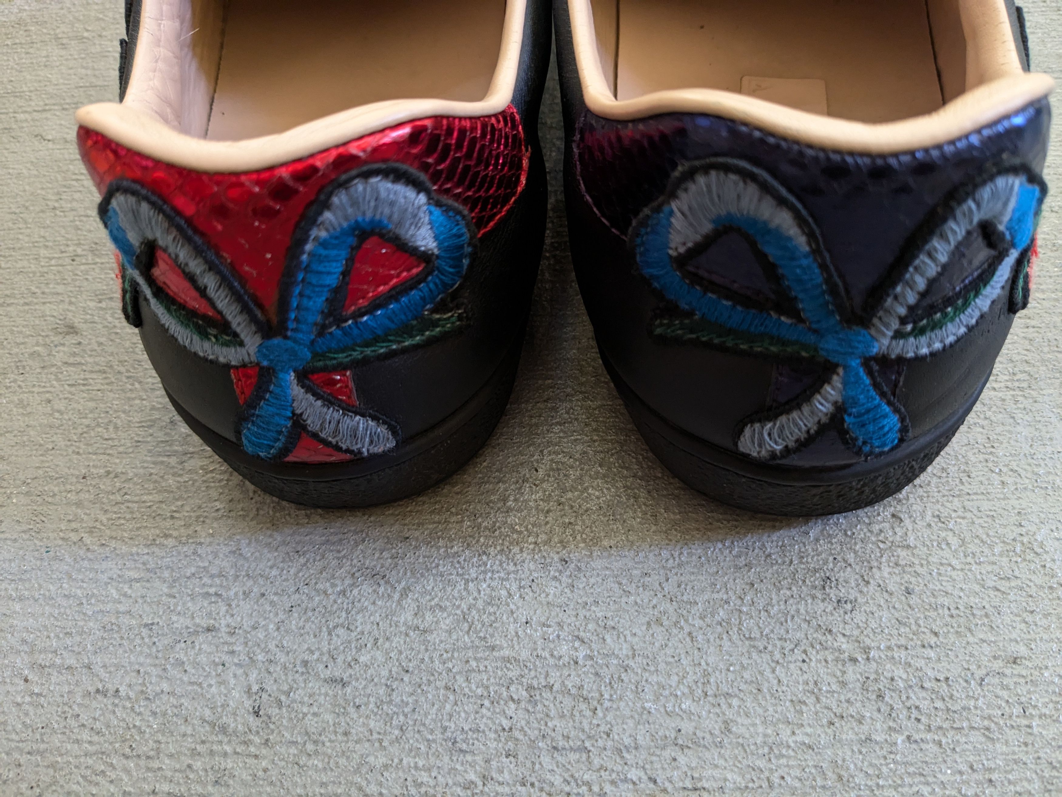 Gucci Gucci Ace Sneakers Black 8.5 Leather Flower Embroidered Size US 8.5 / EU 41-42 - 14 Thumbnail