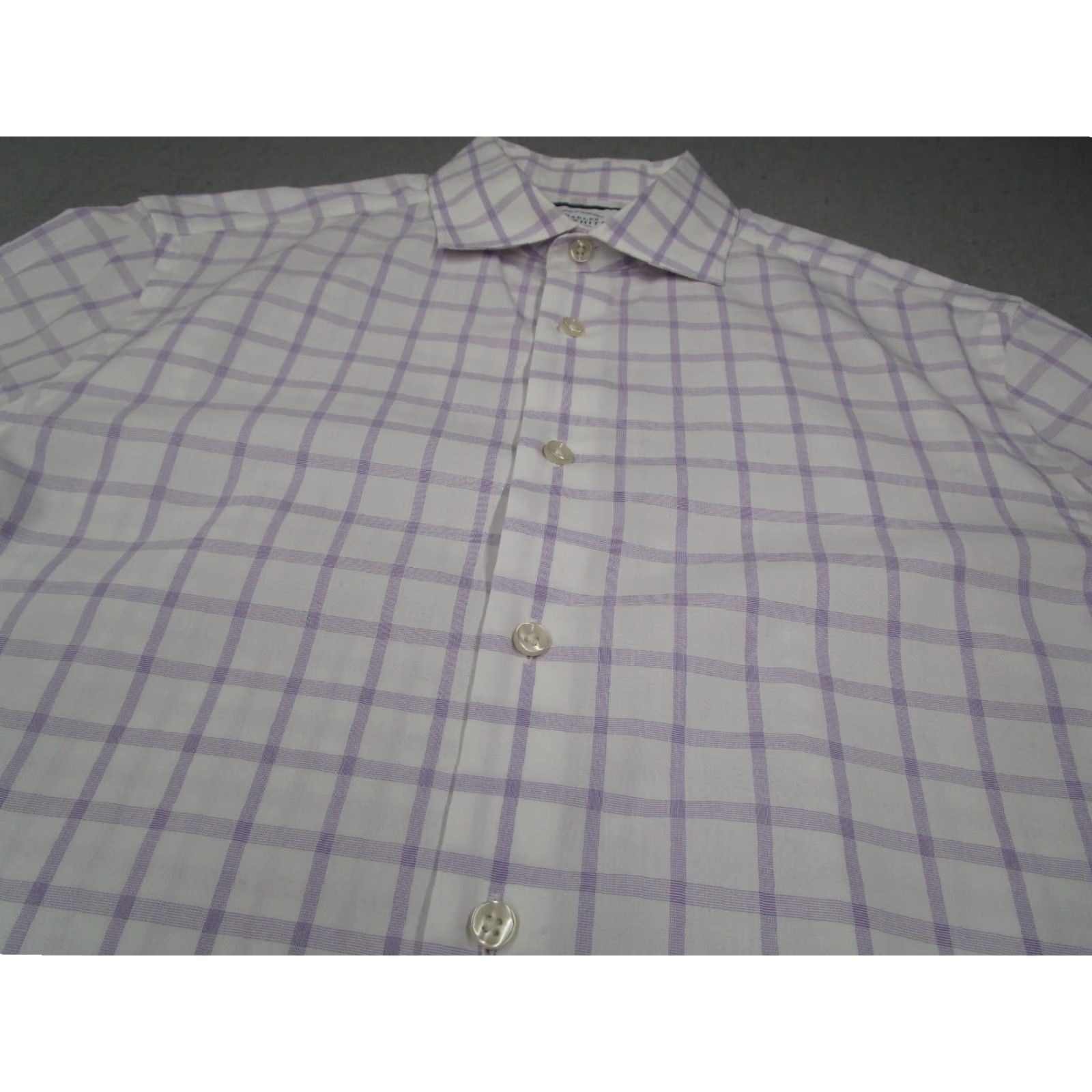 Charles Tyrwhitt Charles Tyrwhitt Dress Shirt Mens 16 35 Purple Slim Fit Non-Iron Button Up Size 34R - 2 Thumbnail