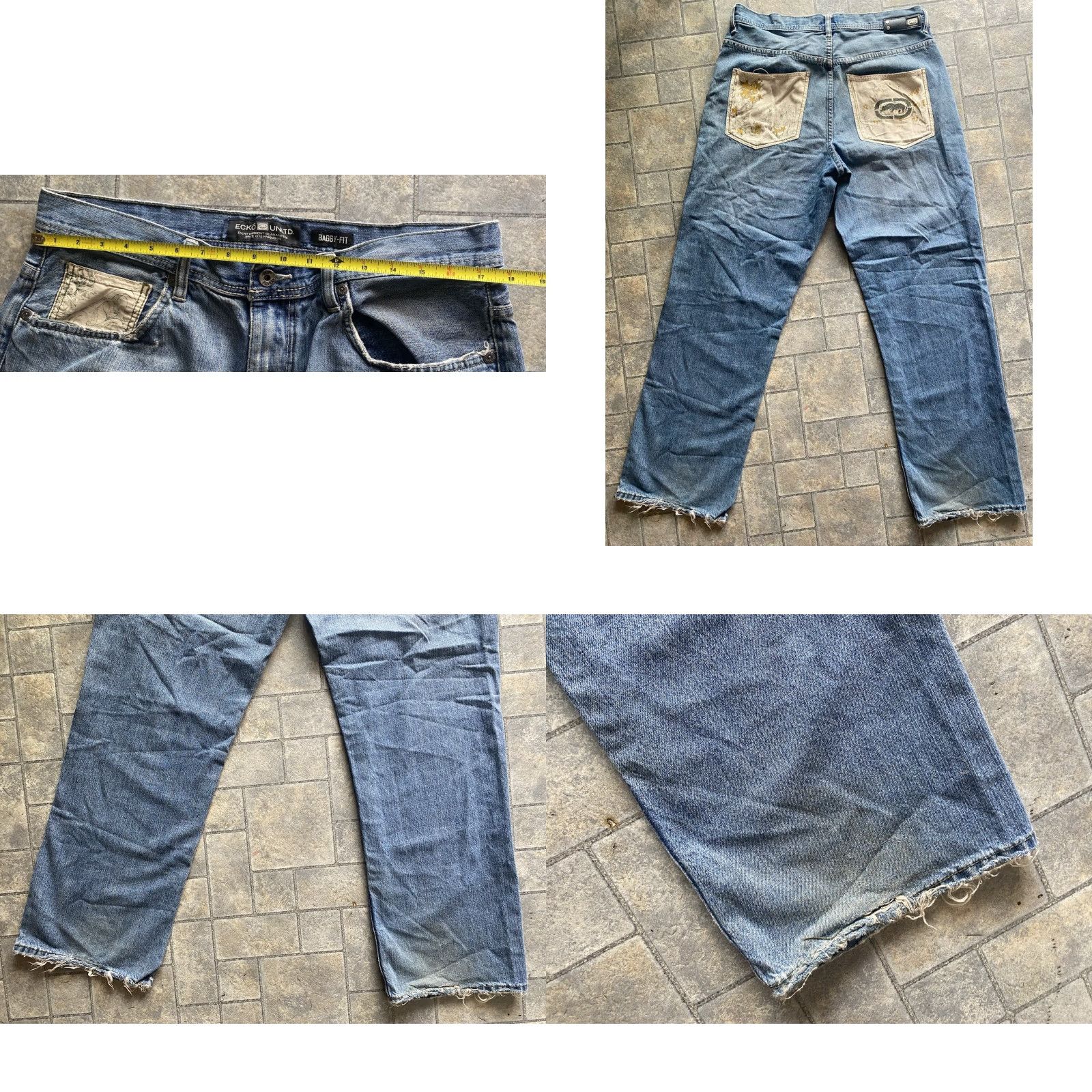Ecko Unltd. VINTAGE Ecko Unltd Baggy Fit Jeans Pants Mens 36 Blue Damaged Wear Flaws Pockets 36 Mens Blue Baggy Jeans Size US 36 / EU 52 - 9 Thumbnail