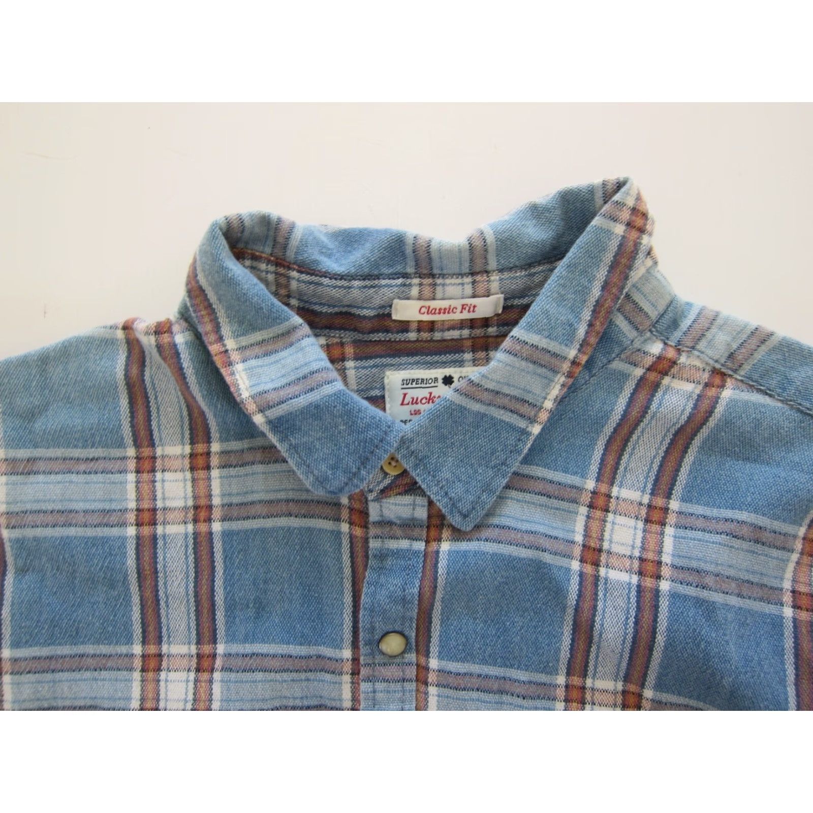 Lucky Brand Lucky Brand Classic Fit Blue Plaid Cotton Button Down Short Sleeve Shirt Men XL Size US XL / EU 56 / 4 - 3 Thumbnail