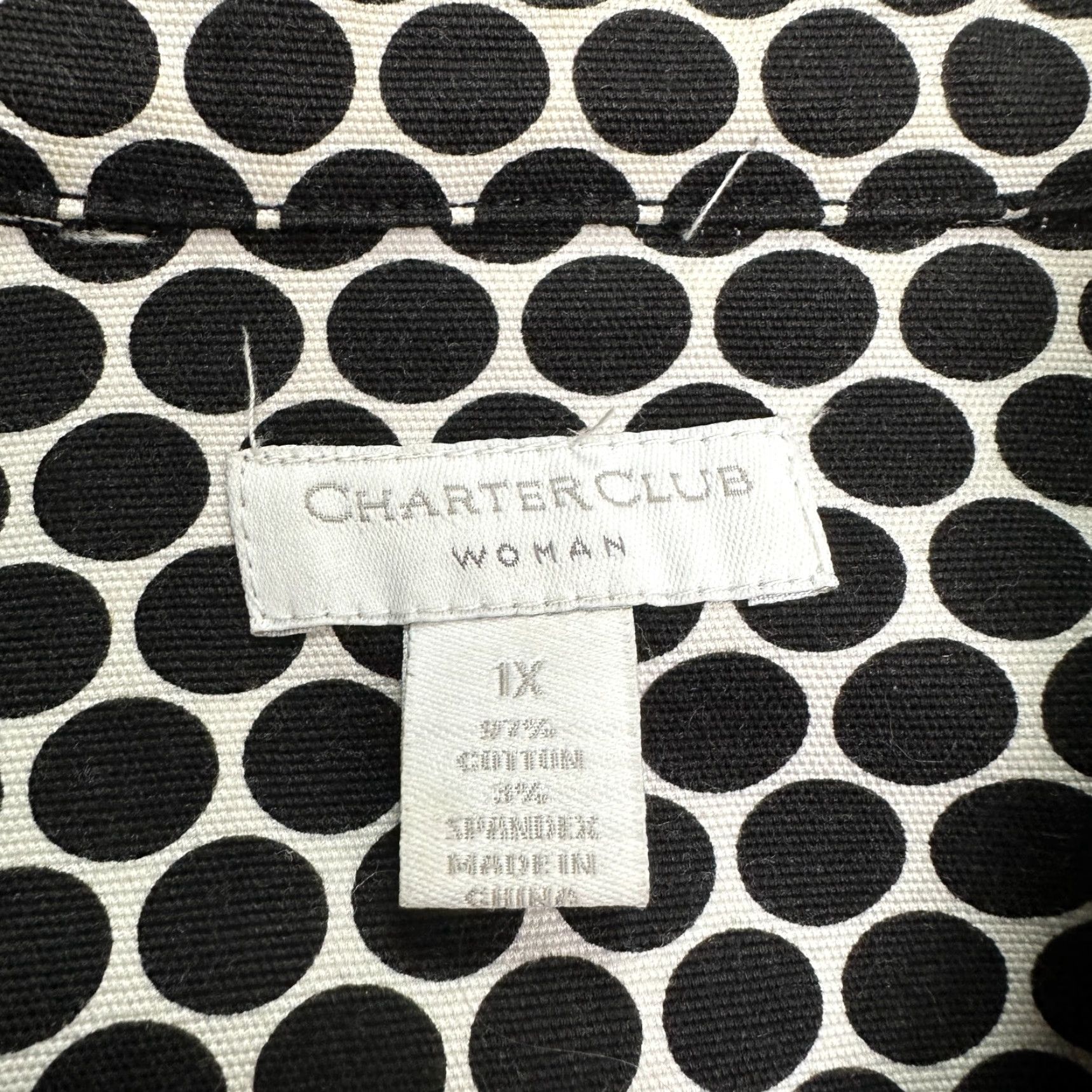 Charter Club Charter Club Overcoat Jacket Womens 1X Black Polka Dot Button Down Cotton Blend Size XL / US 12-14 / IT 48-50 - 6 Thumbnail