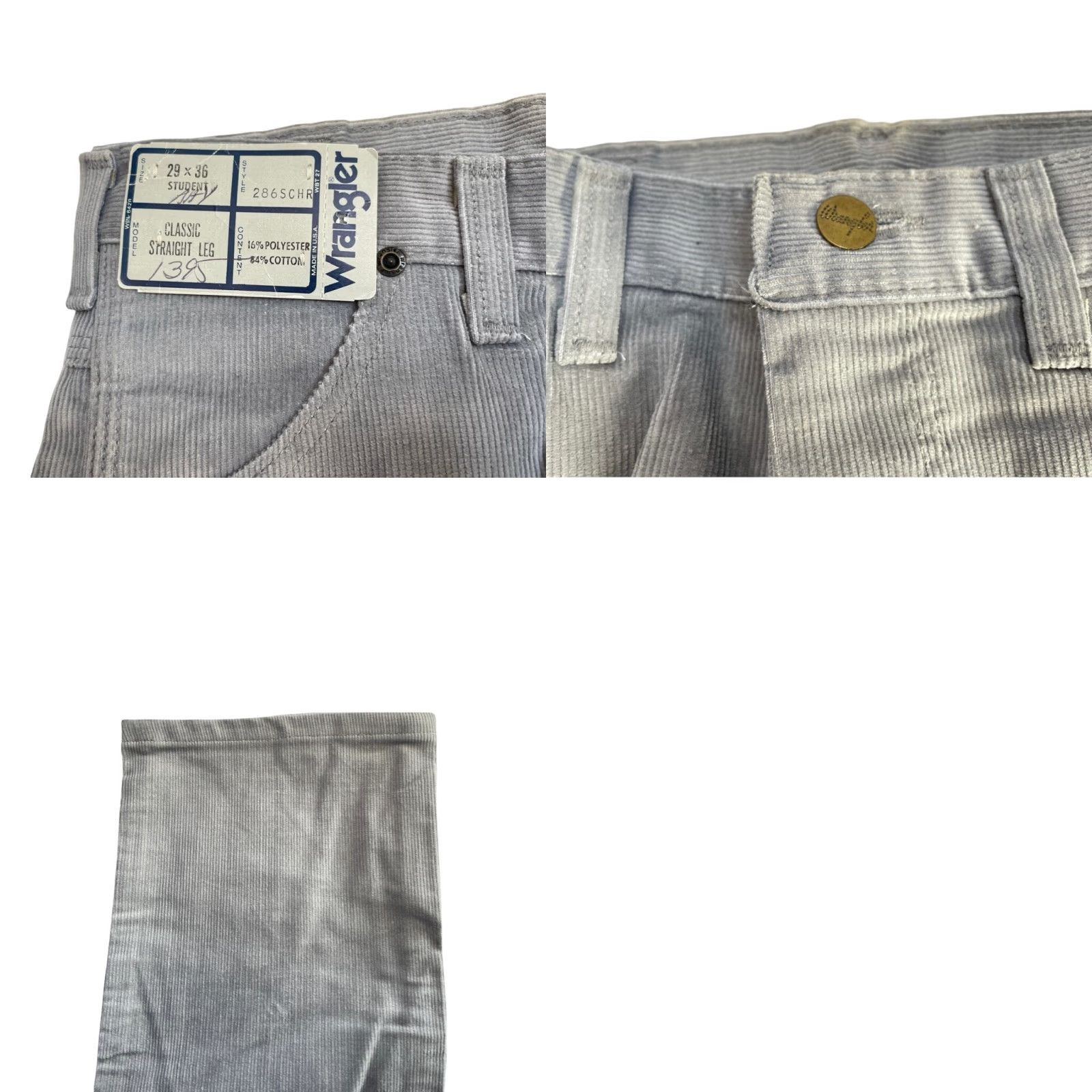 Wrangler VINTAGE Wrangler Corduroy Straight Leg Jeans Men 29x36 Gray NWT Deadstock 70s Size US 29 - 8 Thumbnail
