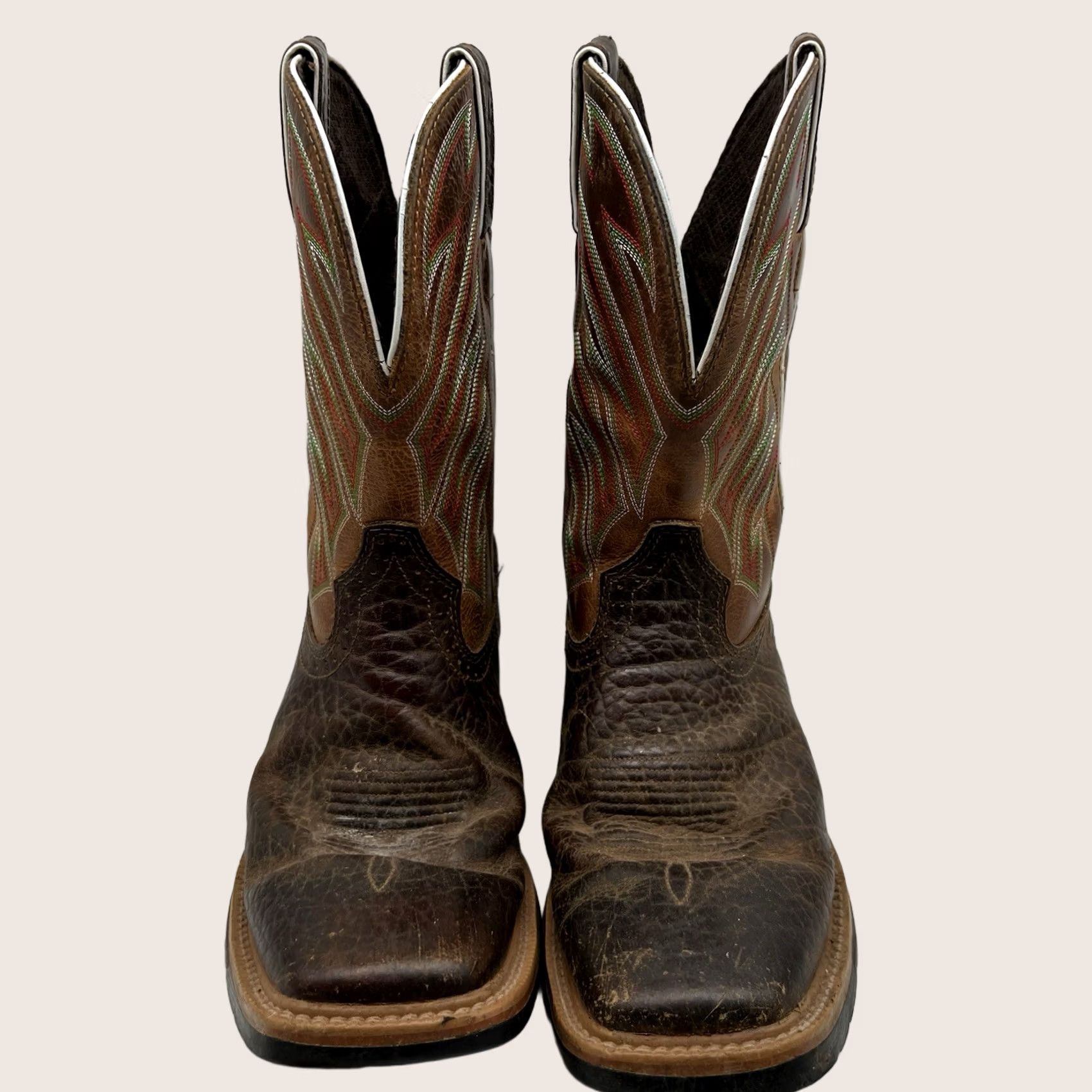 Justin Boots Saddle Tan Round Toe Roper Cowboy Boots Rubber Sole 9.5D Style 3003 Men main image 3