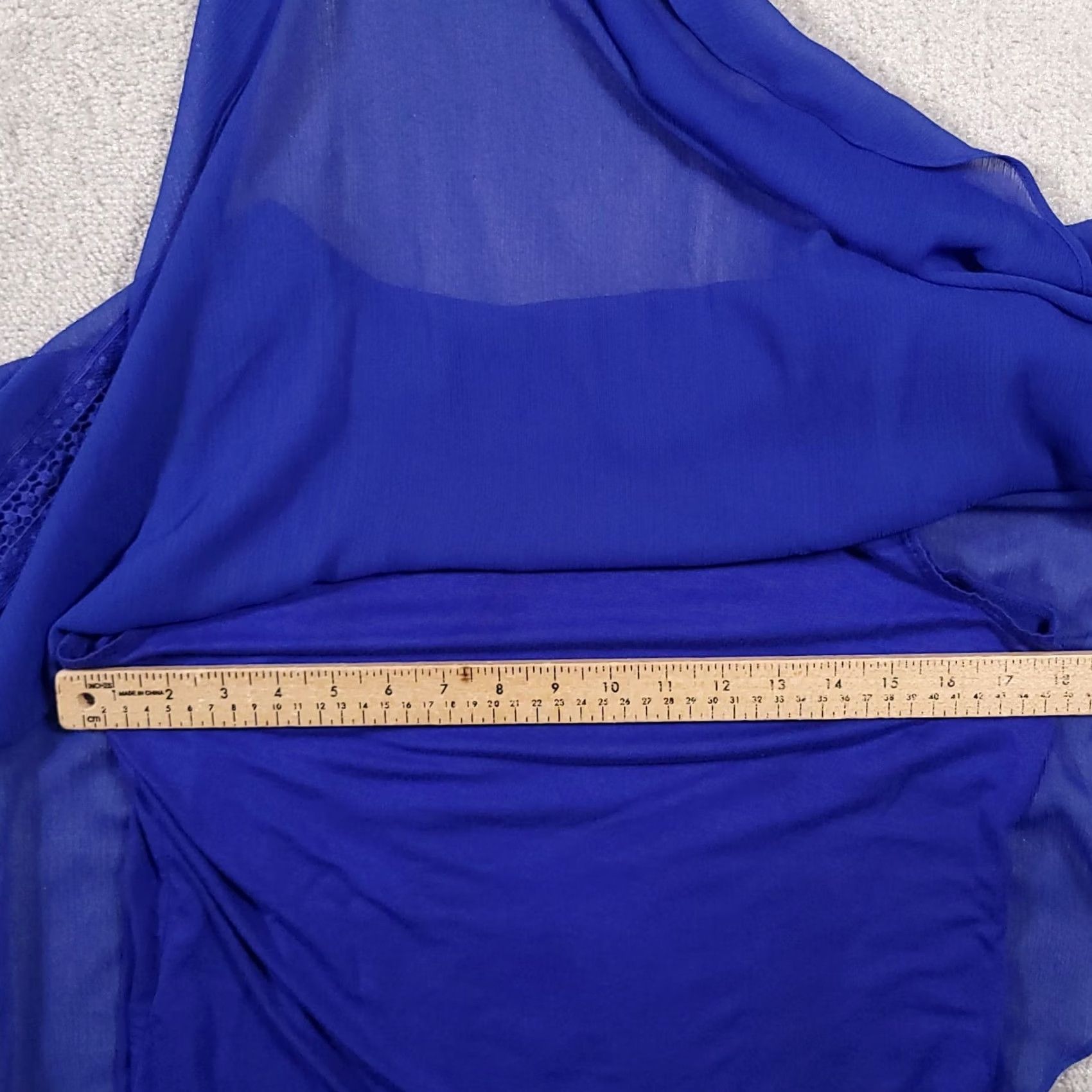 Vintage Apt 9 Shirt Womens Large Blue Tank Top Sheer Poncho Crewneck Stretch Crochet Size L / US 10 / IT 46 - 3 Thumbnail