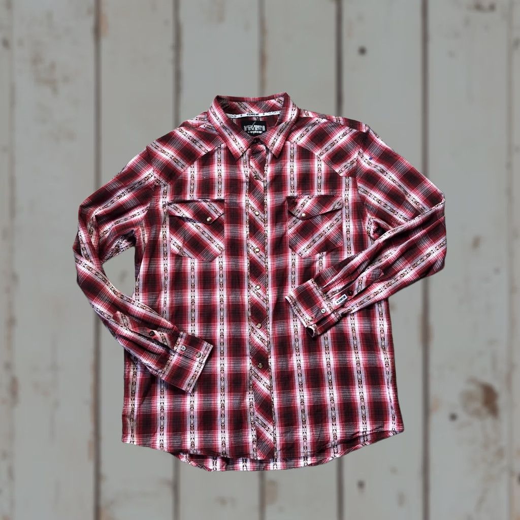 Brooks VINTAGE Garth Brooks Sevens Cinch Shirt Mens XL Plaid Western Pearl Snap Red Size US XL / EU 56 / 4 - 1 Thumbnail
