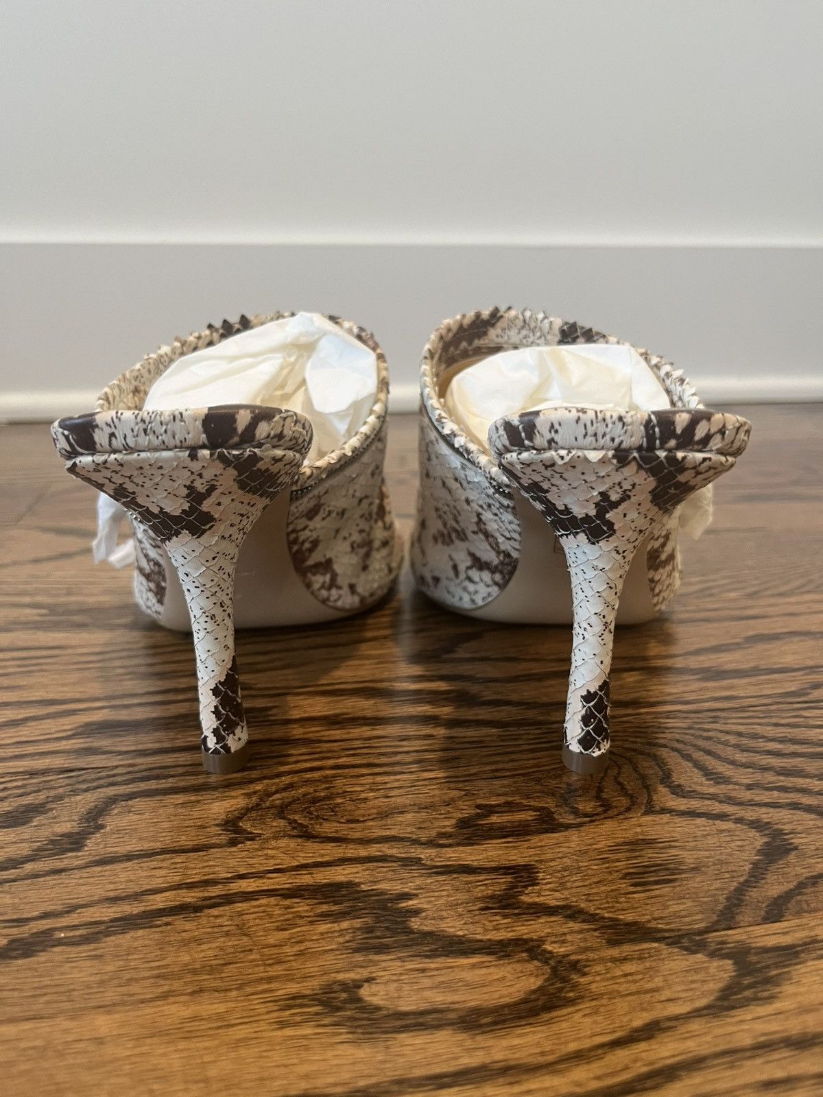 Burberry Burberry Python Print Leather Peep Sandals Size US 8 / IT 38 - 13 Thumbnail