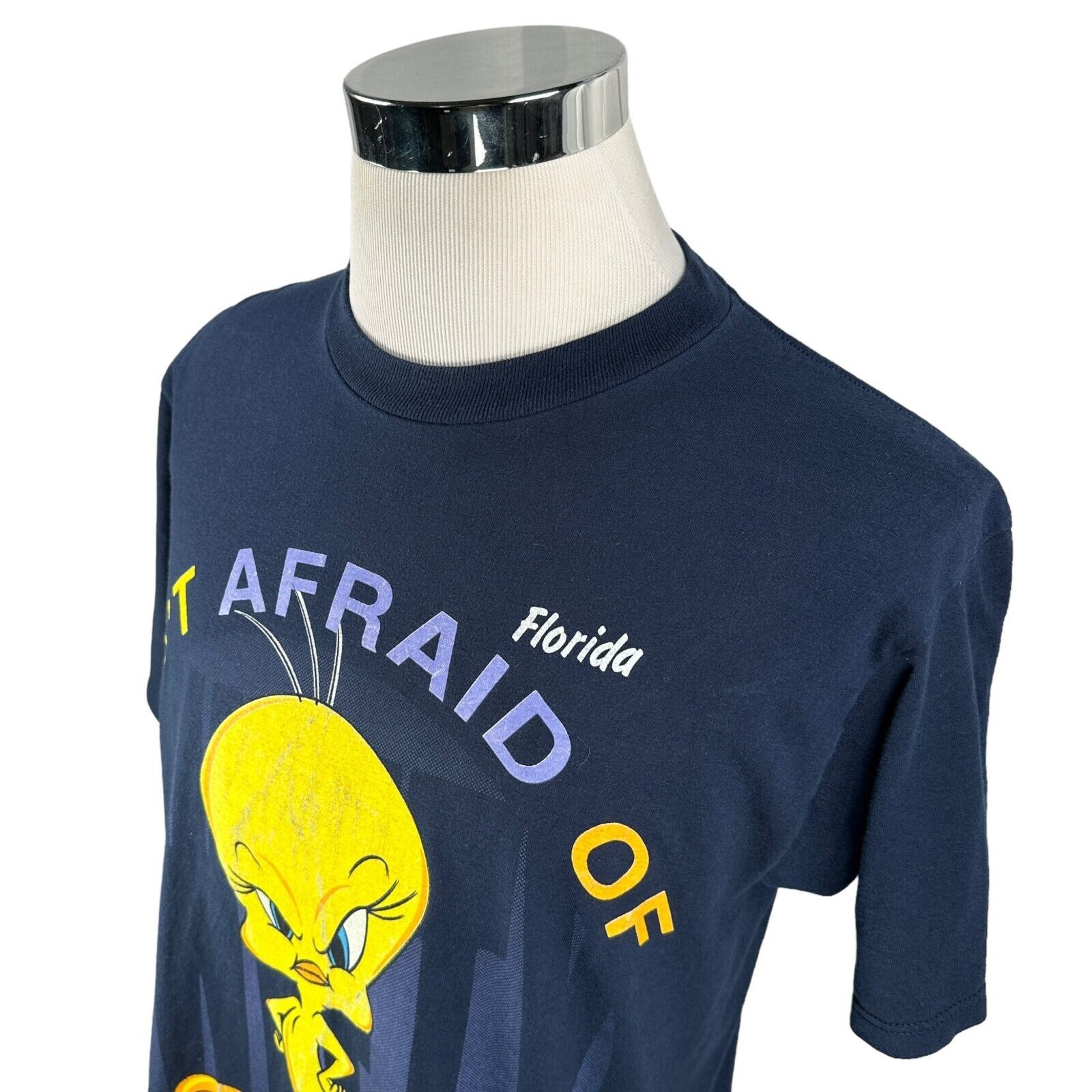Jerzees Vintage Tweety Bird T-Shirt Large Aint Afraid Puddy Cat Blue Size US L / EU 52-54 / 3 - 3 Thumbnail