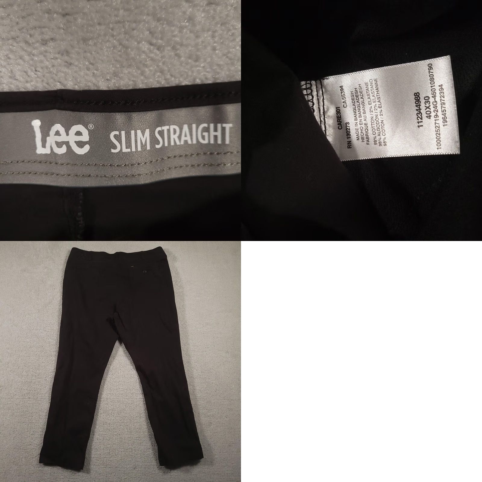 Lee Lee Pants Mens 40x30 Black Slim Straight Stretch Dress Chinos Cotton Blend Size US 40 / EU 56 - 8 Thumbnail