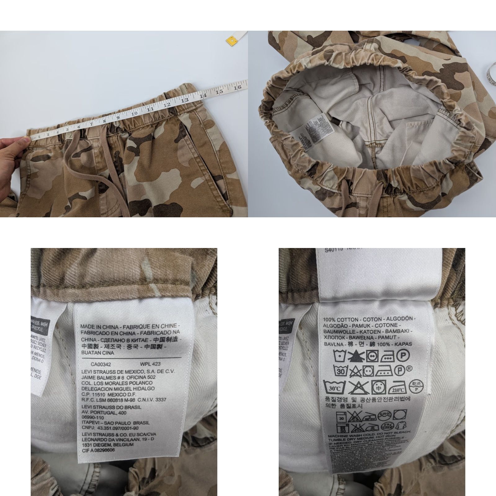 Levi's Levi’s Beige Camo Jogger Pants Men’s 28x32 Drawstring Elastic Waist Tapered Leg Size US 31 - 8 Thumbnail